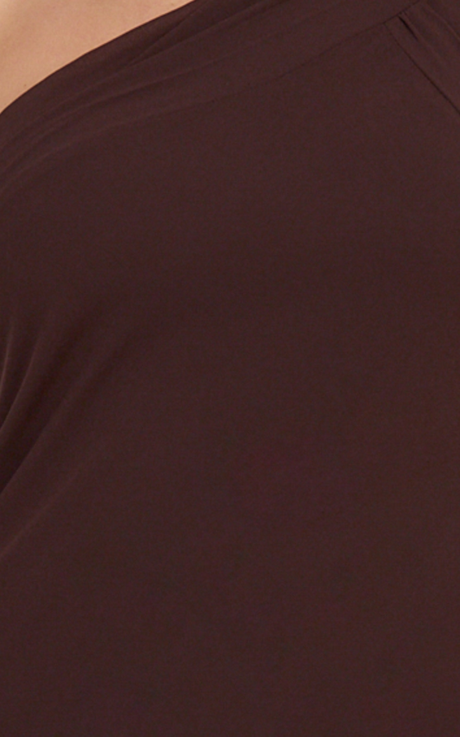 Carmilla  Maxi Dress - One Shoulder Scarf Dress in Chocolate