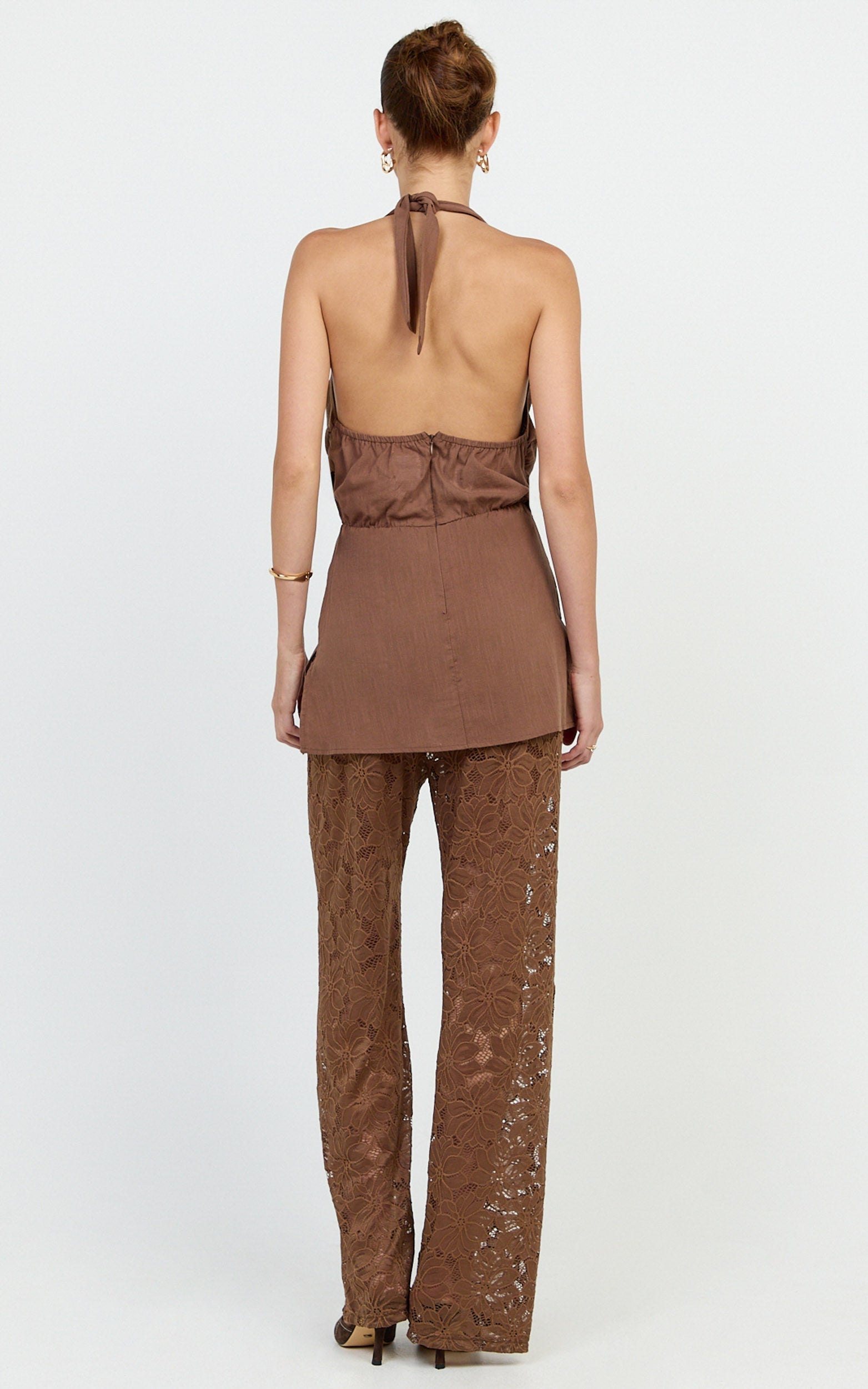 Charlotte Two Piece Set - Cowl Neck Set in Chocolate