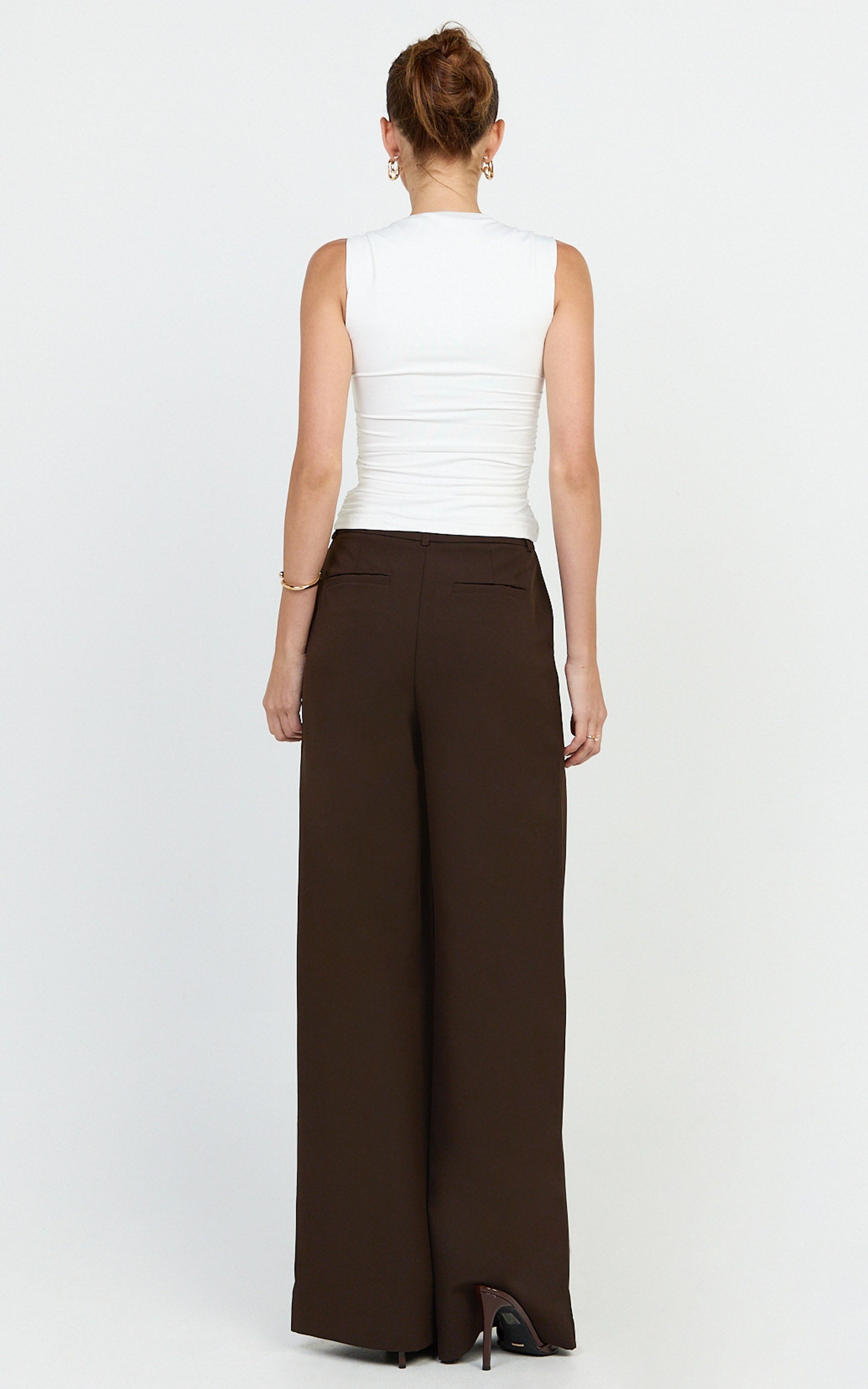 Seraphina Top - Square Neck Gathered Waist Top in Off White