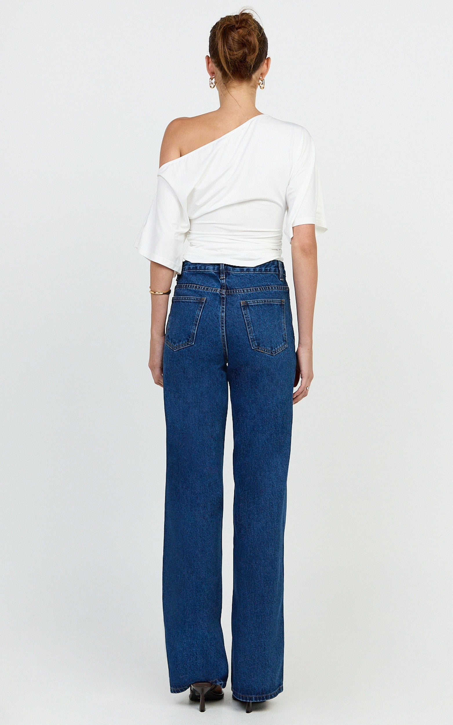 Summer Jeans - High Rise Relaxed Fit Jeans in Dark Mid Blue Wash