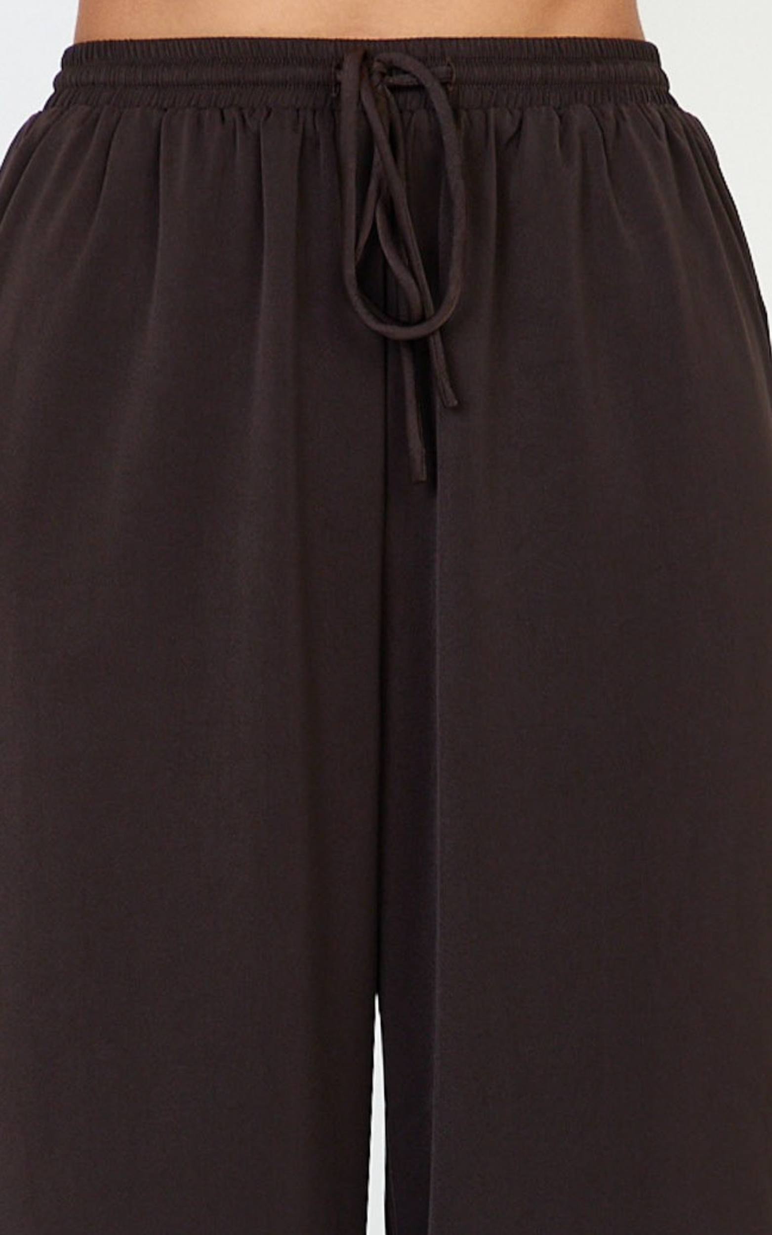 Robyn Pants - High Elastic Waist Relaxed Straight Leg Pants in Chocolate