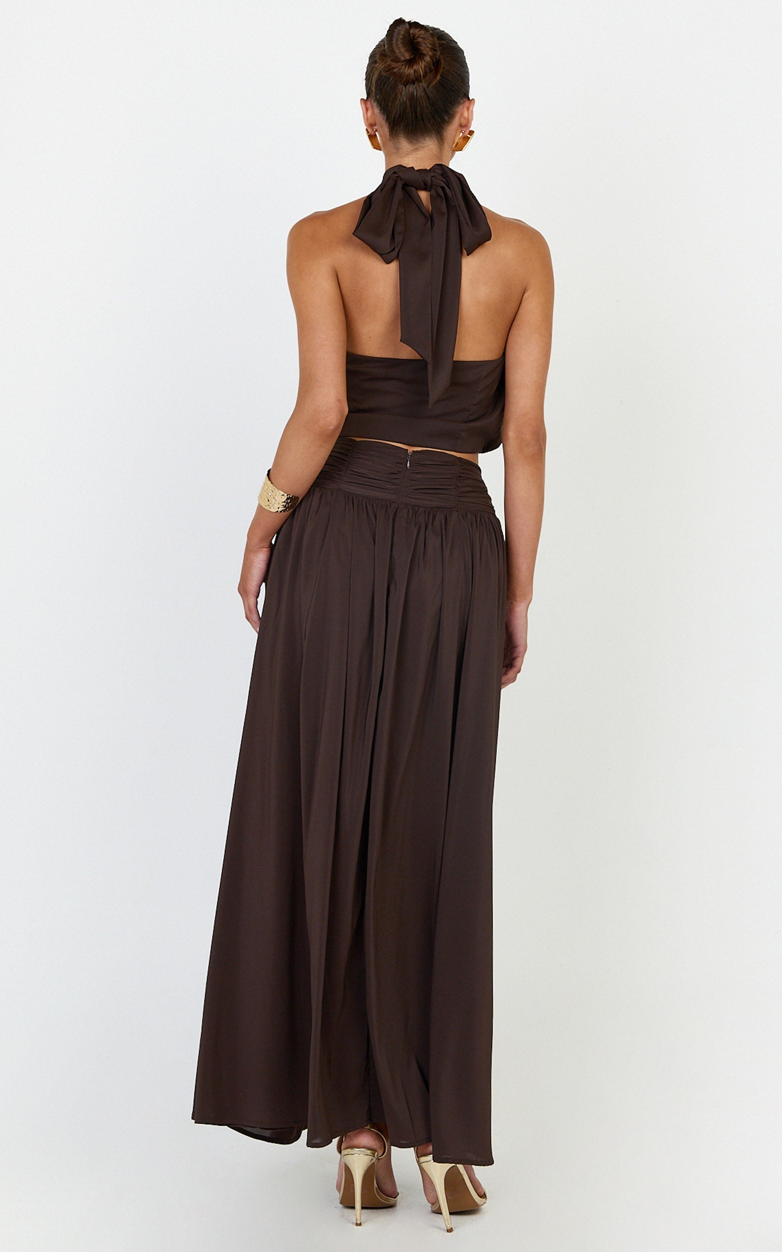 Melanie Top - Halter Neck Top in Brown