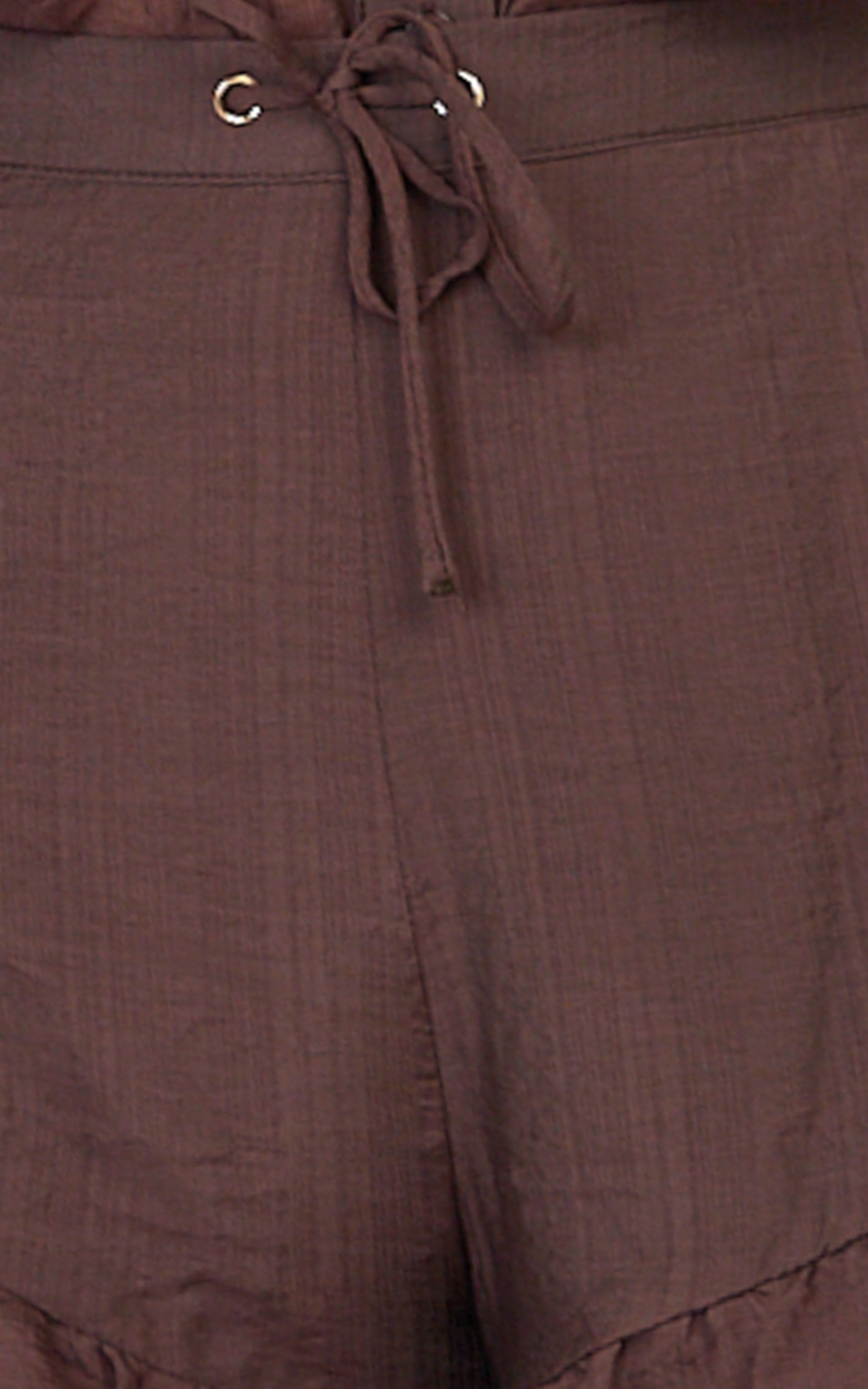 Marina Shorts - Frill Hem Shorts in Chocolate