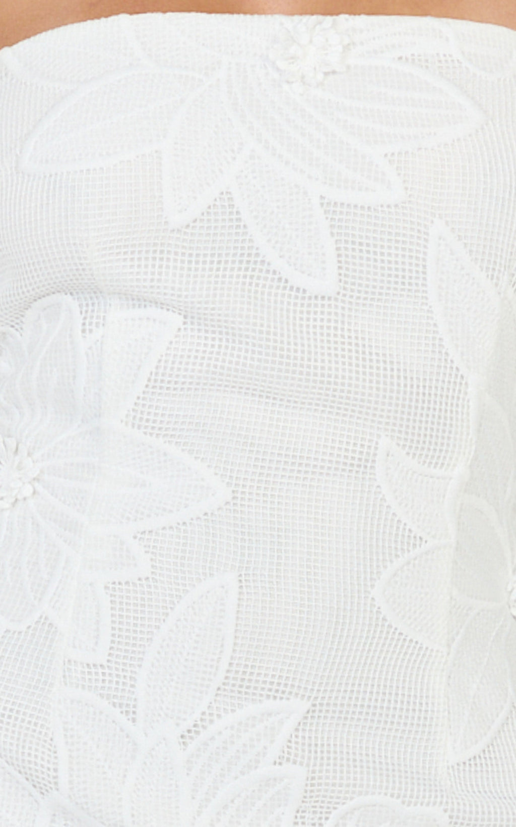 Sienna Midi Dress - Strapless Floral Embroidered Bodycon Dress in White