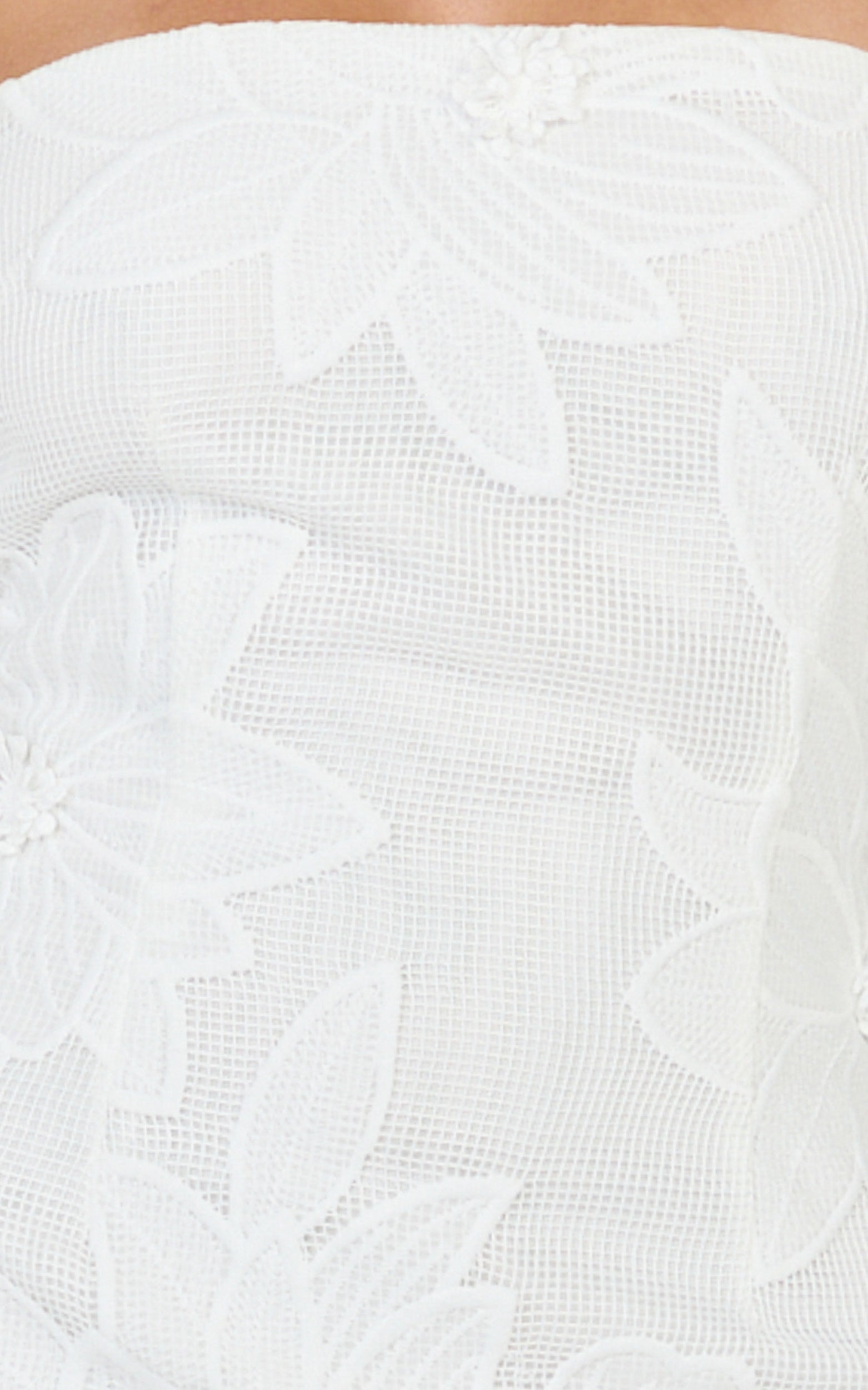 Sienna Midi Dress - Strapless Floral Embroidered Bodycon Dress in White
