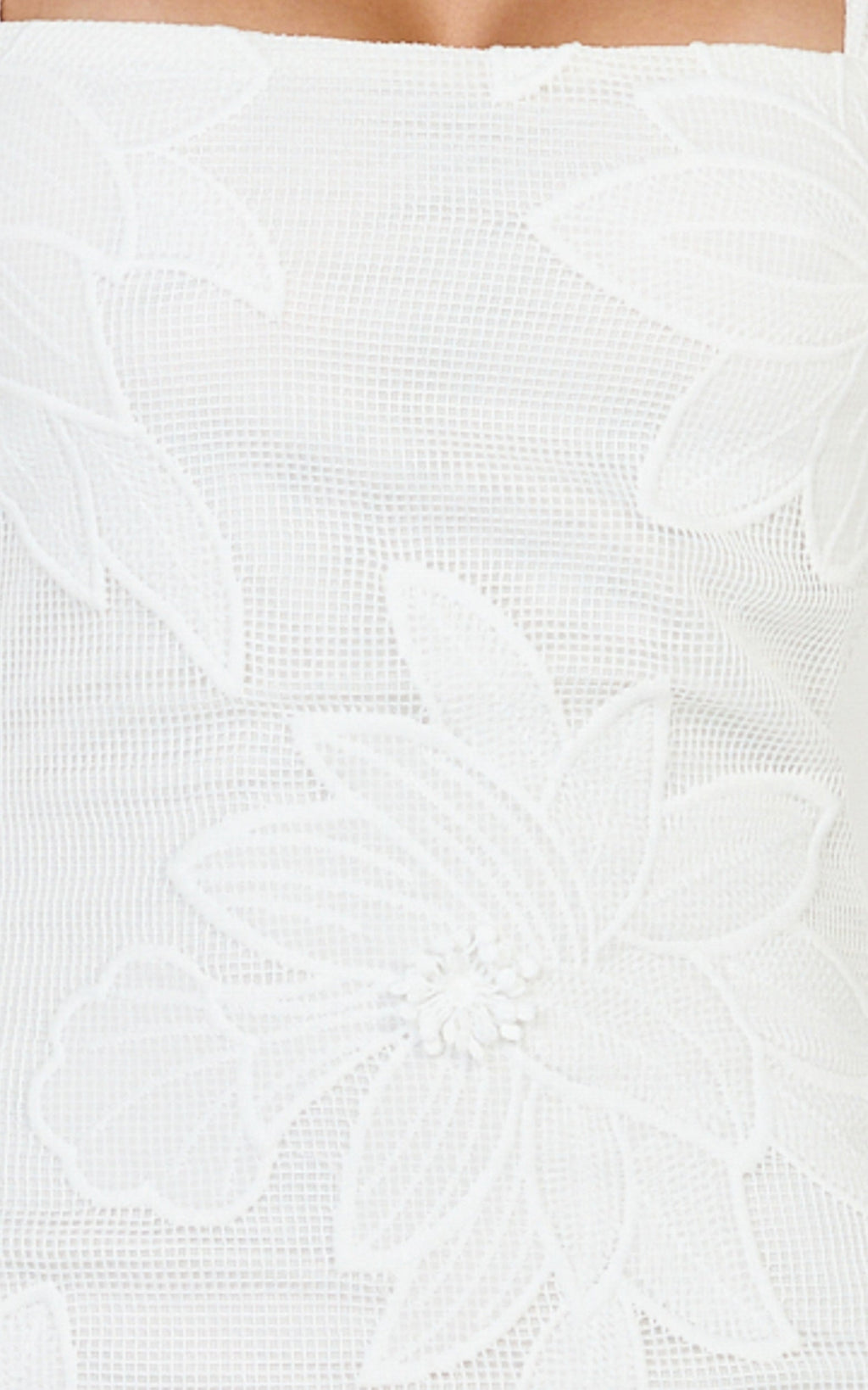 Sienna Mini Dress - Square Neck Floral Embroidered A Line Dress in White