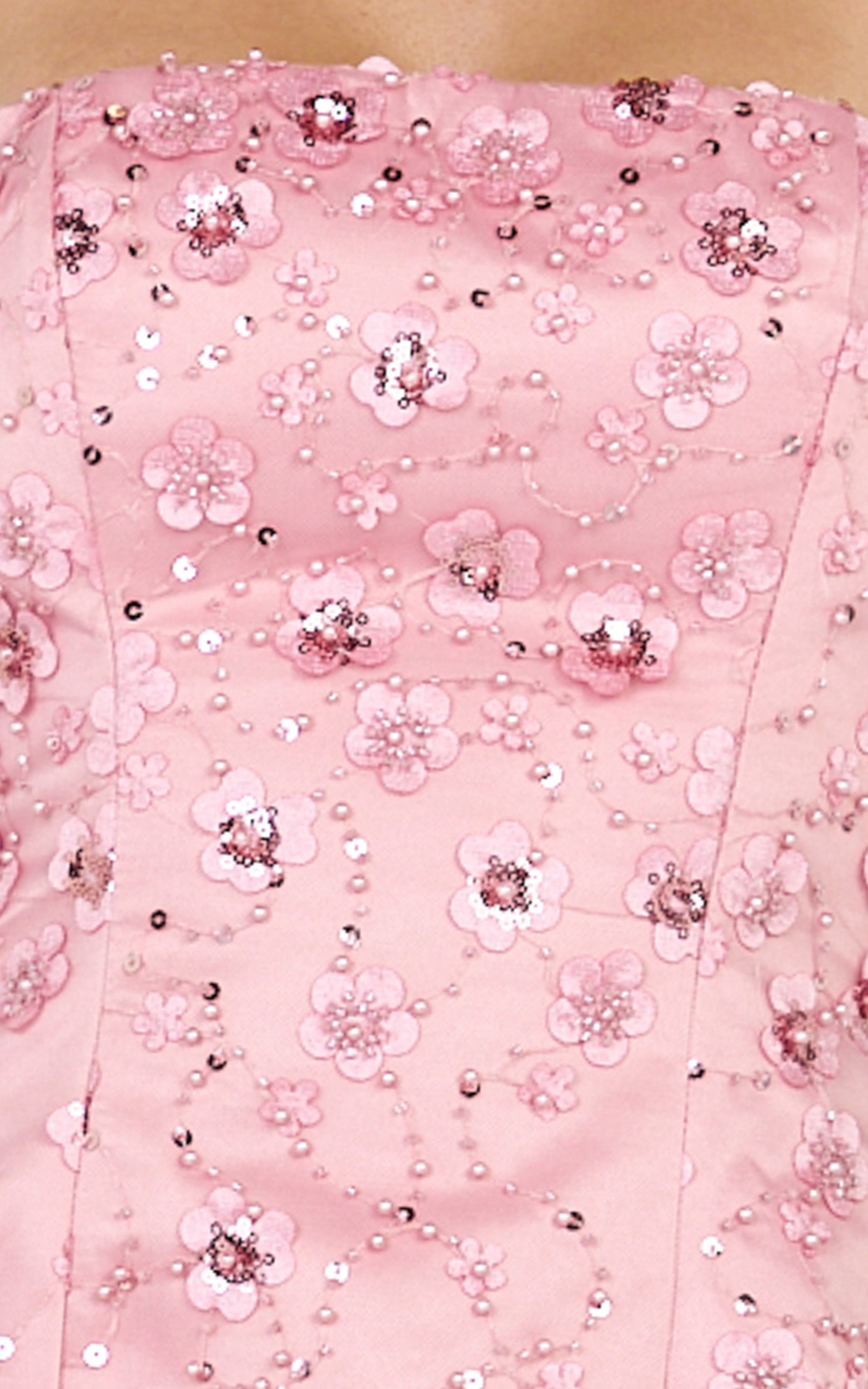 Leona Mini Dress - Strapless Sequin Tulip Dress in Pink