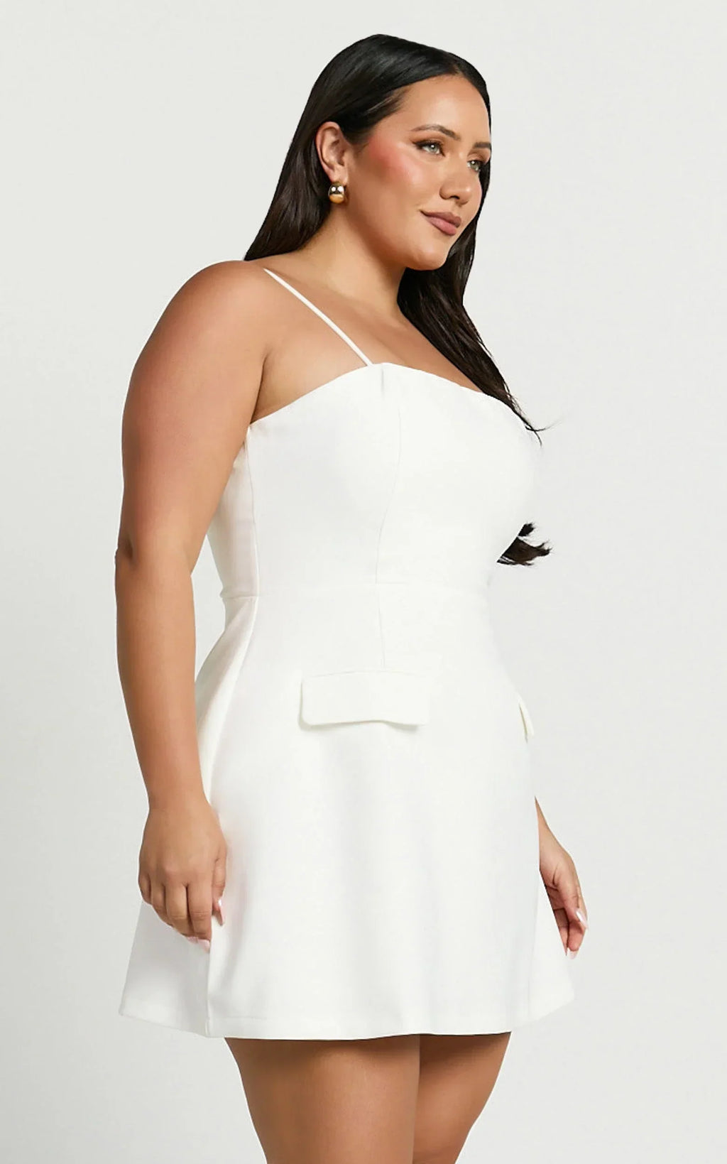 Katia Mini Dress - Strappy Corset A Line Dress in White