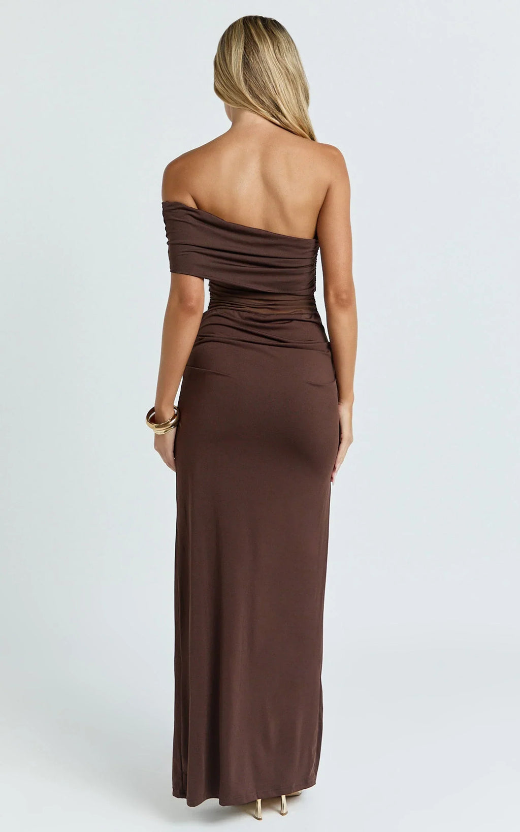 Riley Maxi Dress - Gathered Over Bust Dress in Chocolate