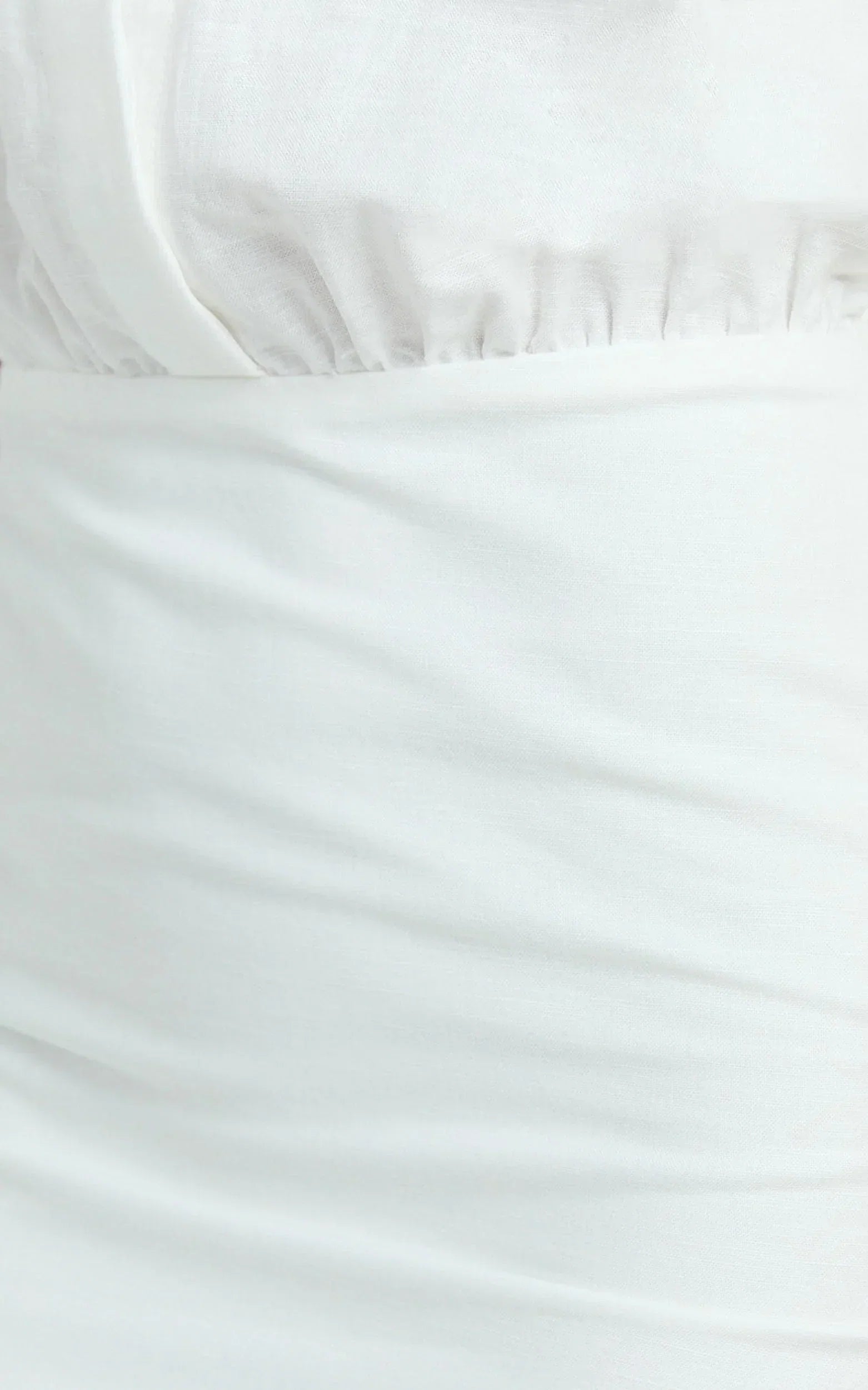 Muriel Mini Dress - Blouson Linen Blend Shirt Dress in Off White