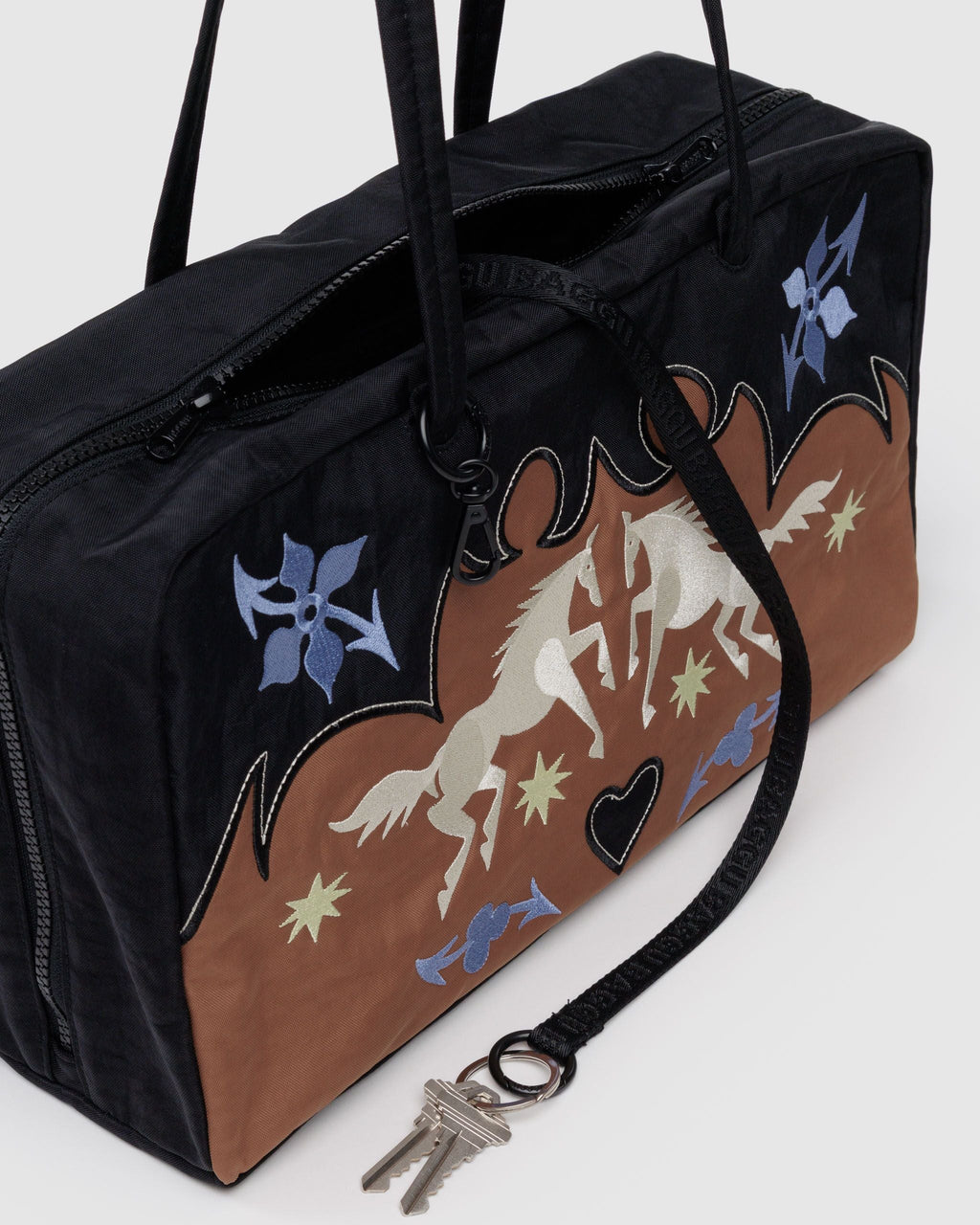 Medium Nylon Bowler Bag - Western Appliqué - image 5