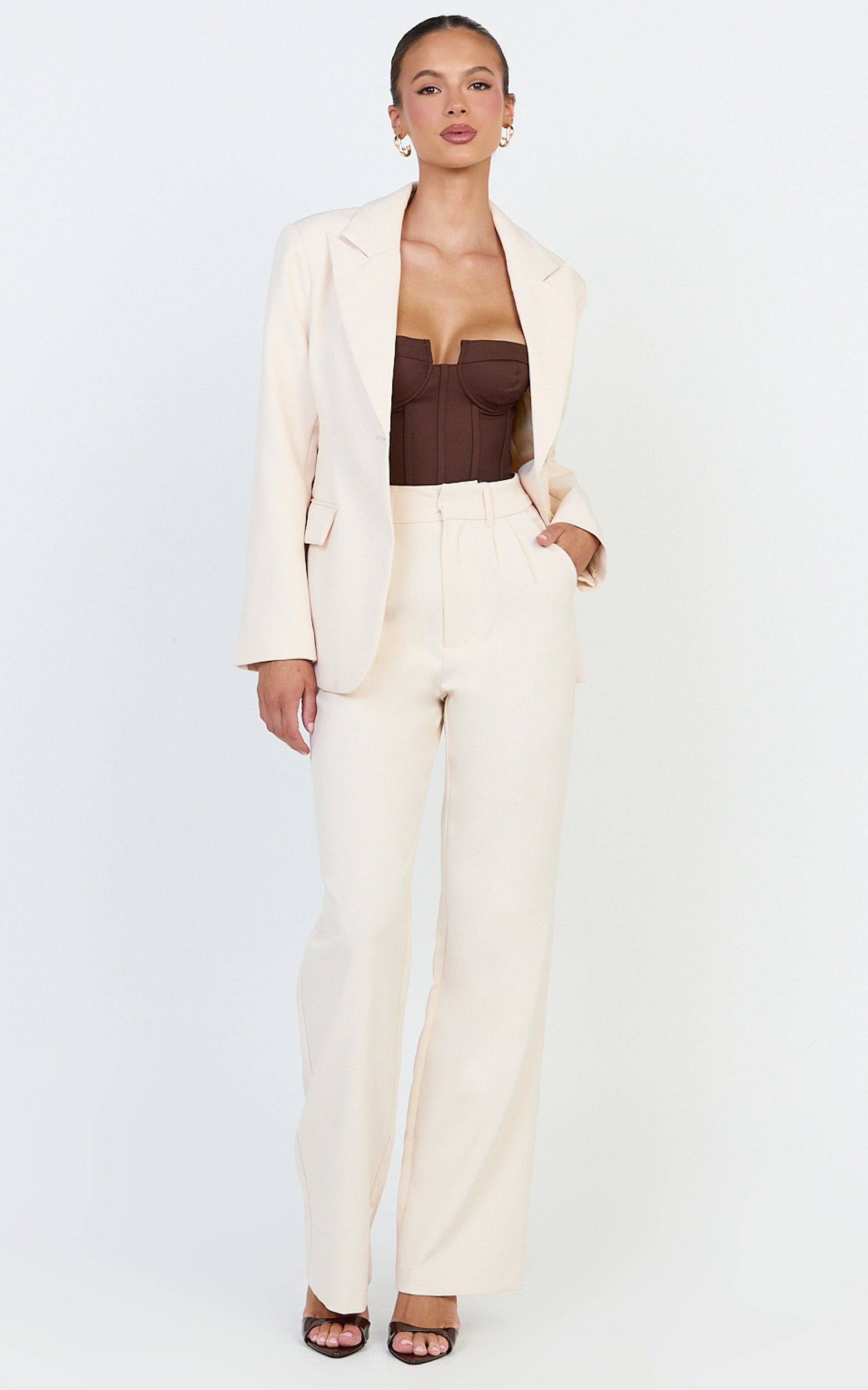 Brigitte Bodysuit - Sweetheart Paneled Bodysuit in Chocolate