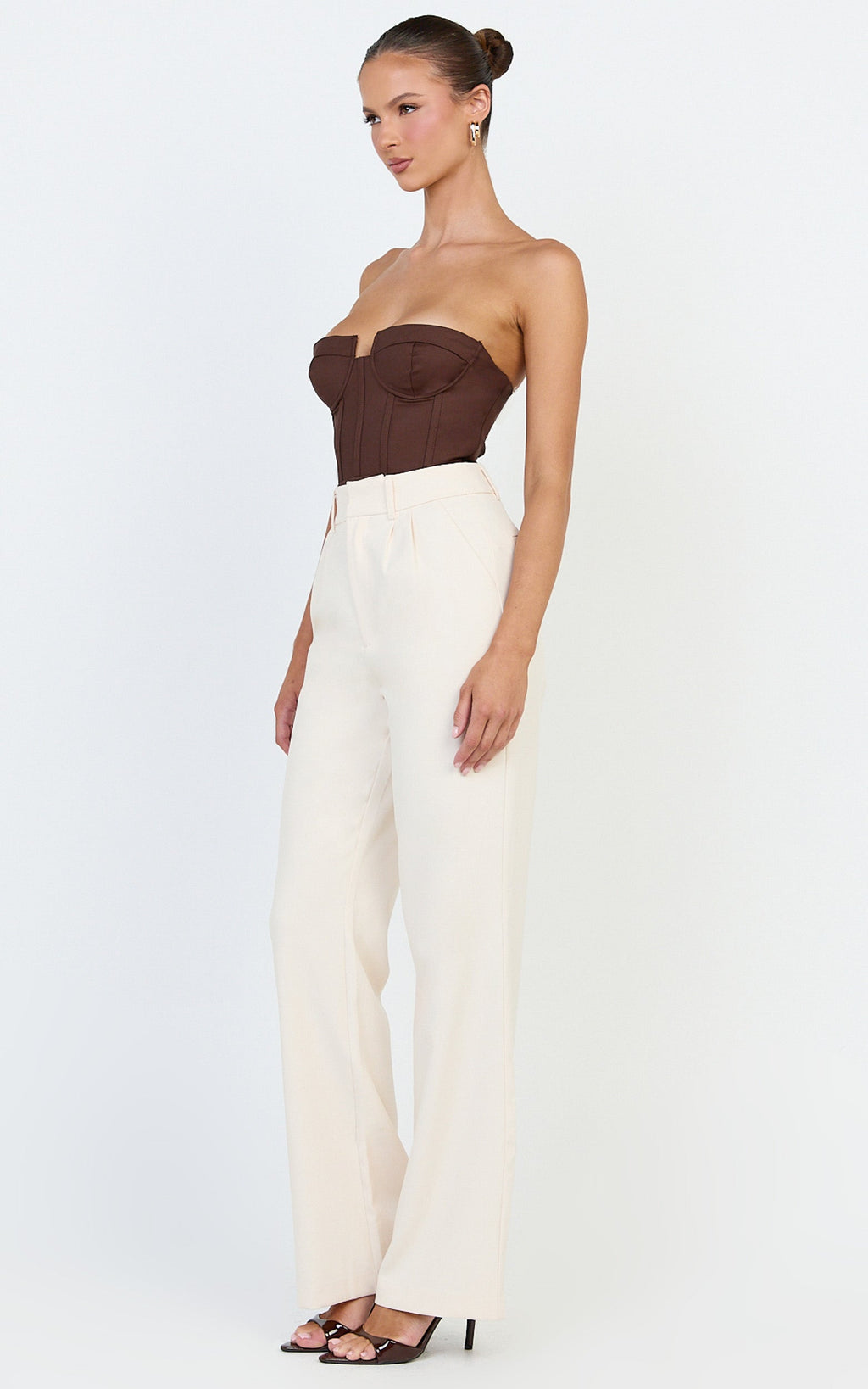 Brigitte Bodysuit - Sweetheart Paneled Bodysuit in Chocolate