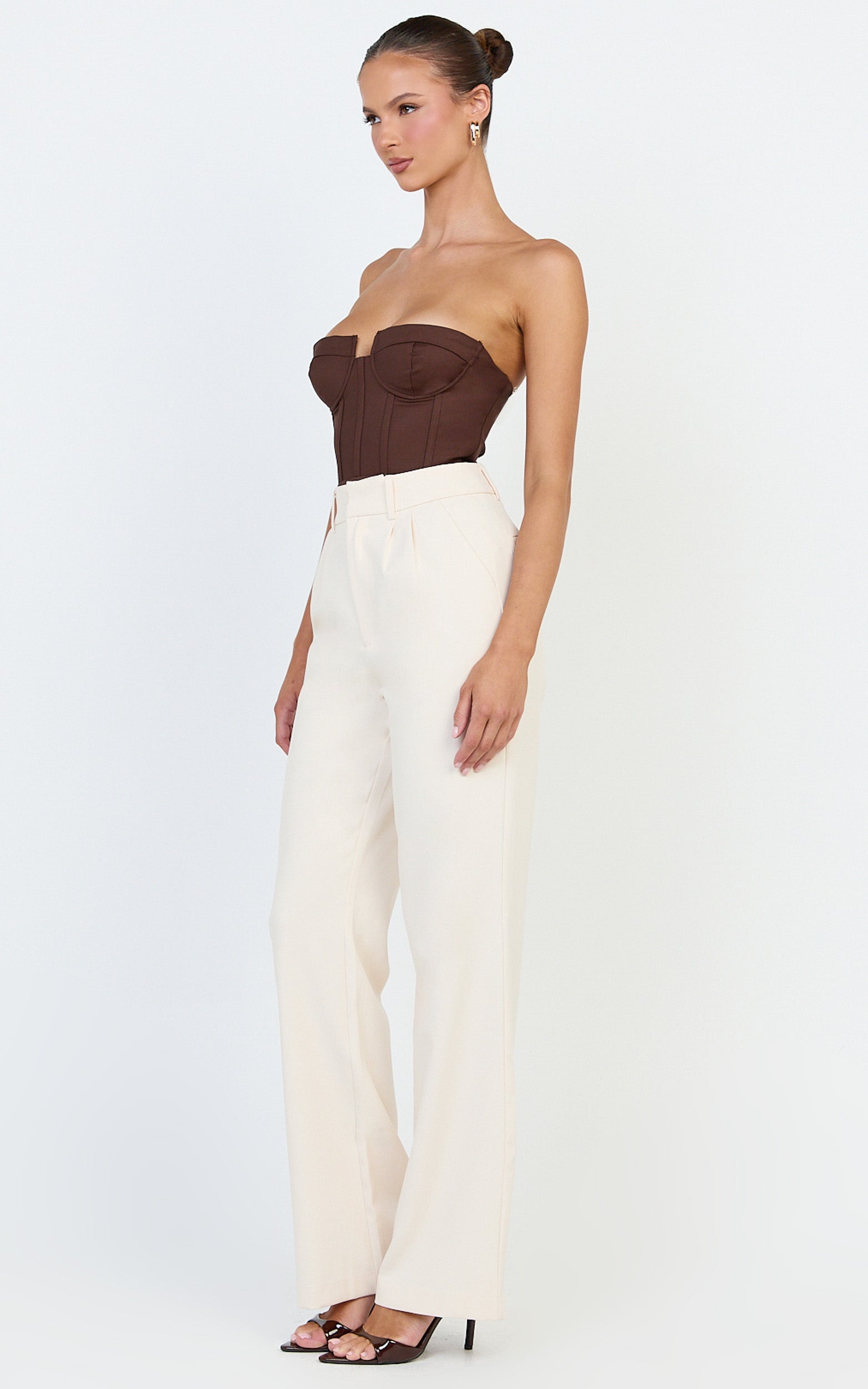 Brigitte Bodysuit - Sweetheart Paneled Bodysuit in Chocolate