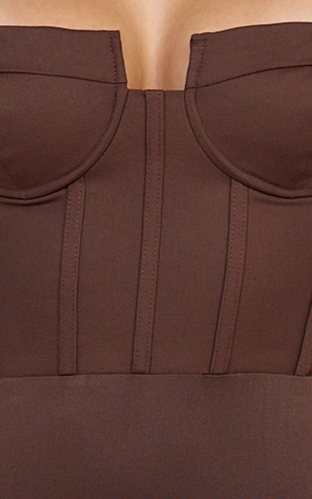 Brigitte Bodysuit - Sweetheart Paneled Bodysuit in Chocolate