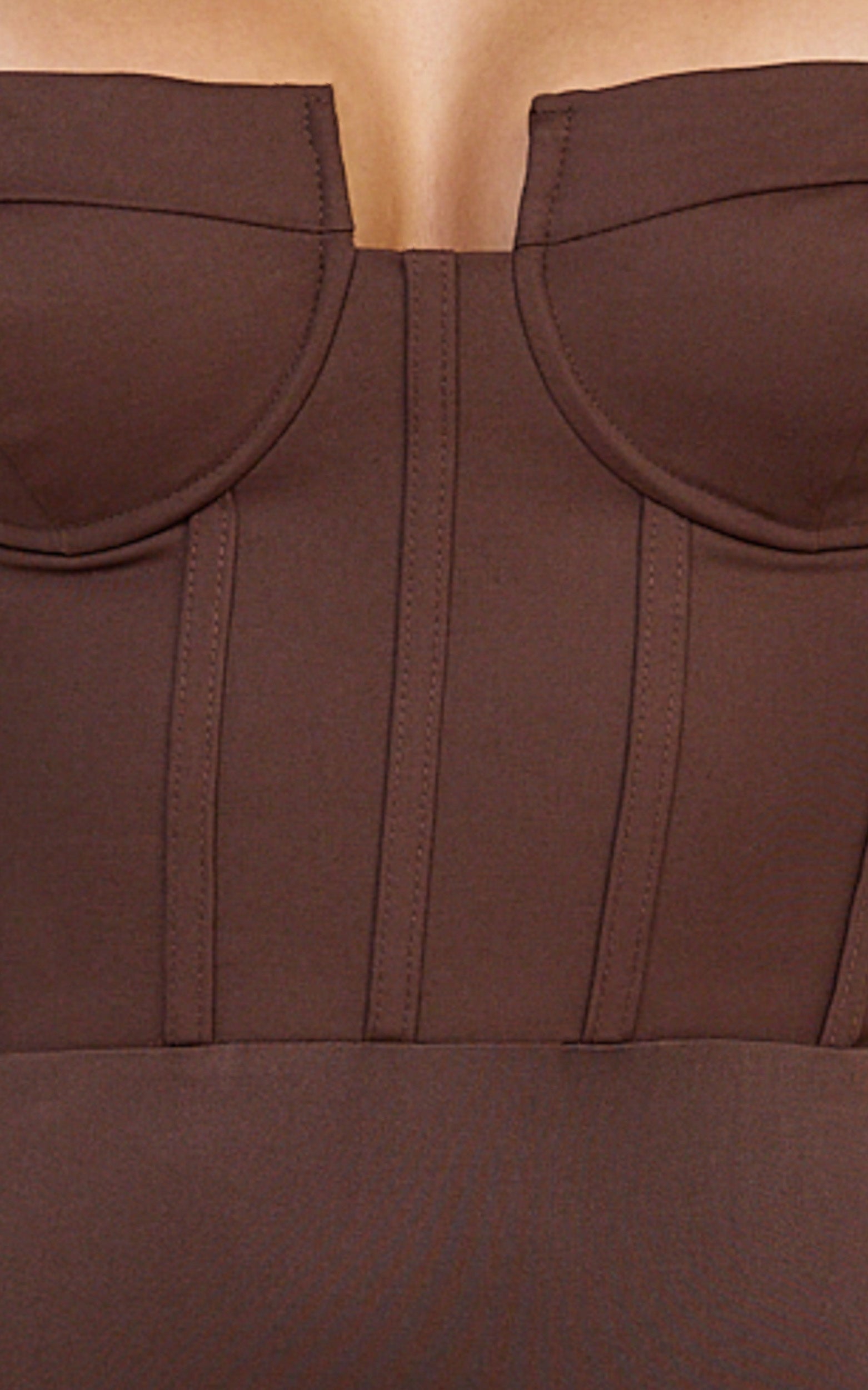 Brigitte Bodysuit - Sweetheart Paneled Bodysuit in Chocolate