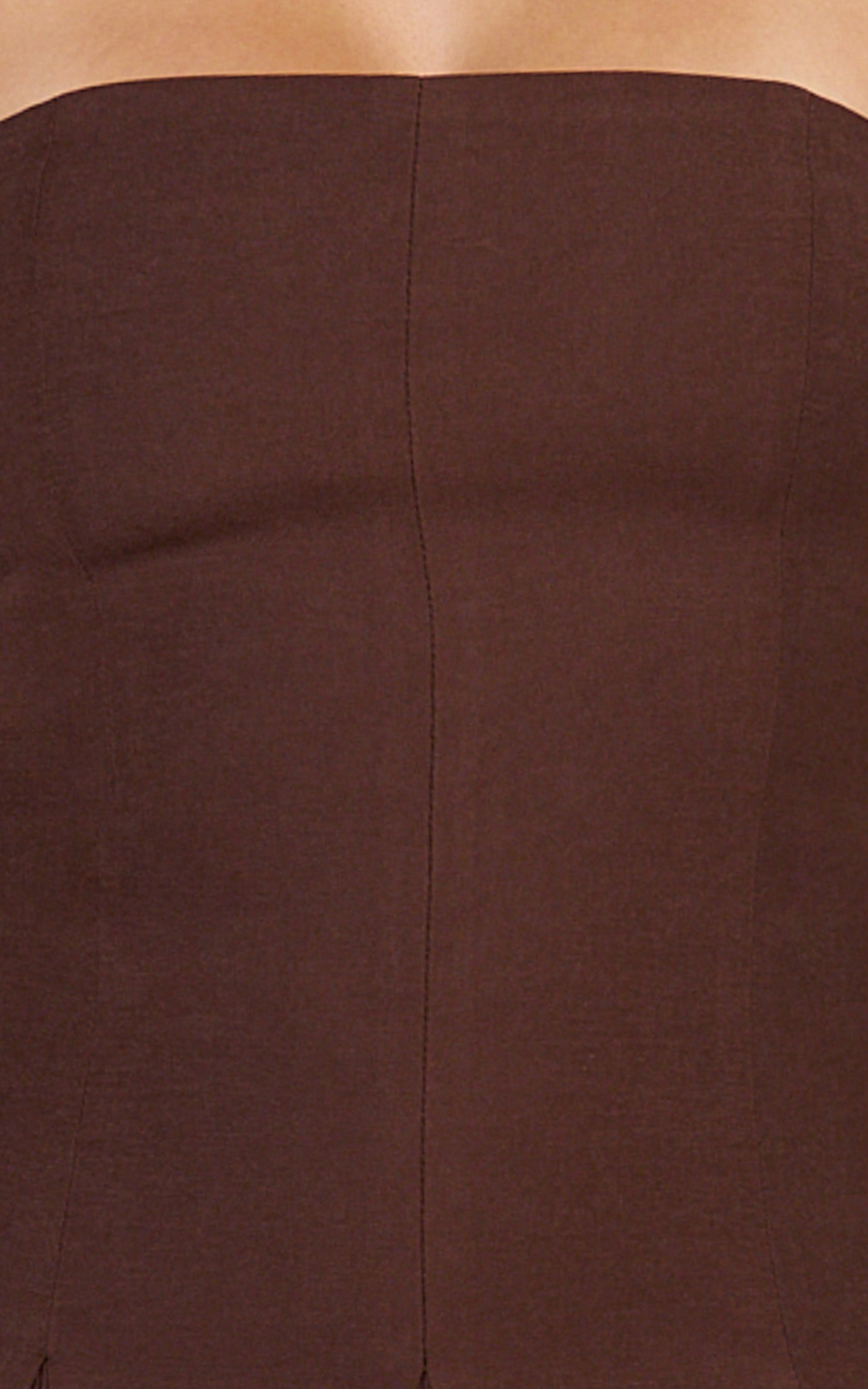 Kalliste Mini Dress - Strapless Godet Pleat Fit And Flare Dress in Chocolate