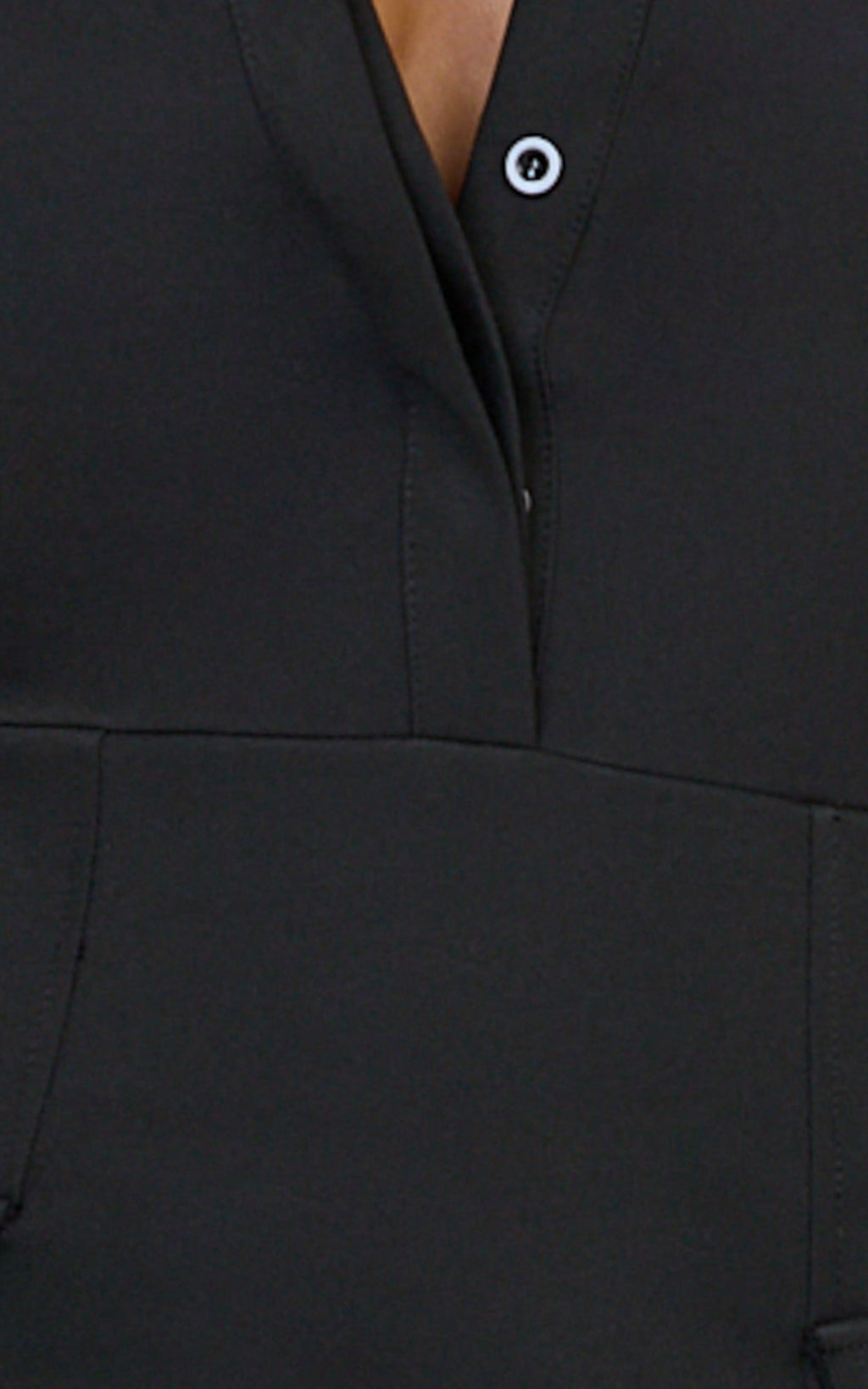 Henley Midi Dress - Long Sleeve Fitted Shirt Dress in Black