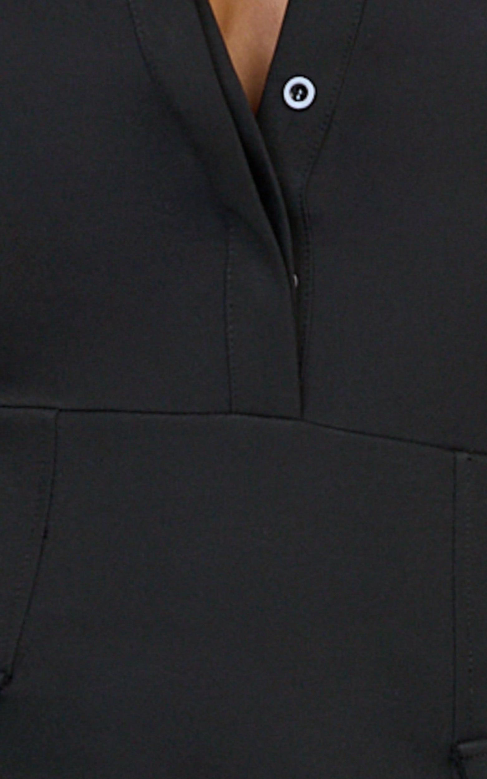 Henley Midi Dress - Long Sleeve Fitted Shirt Dress in Black