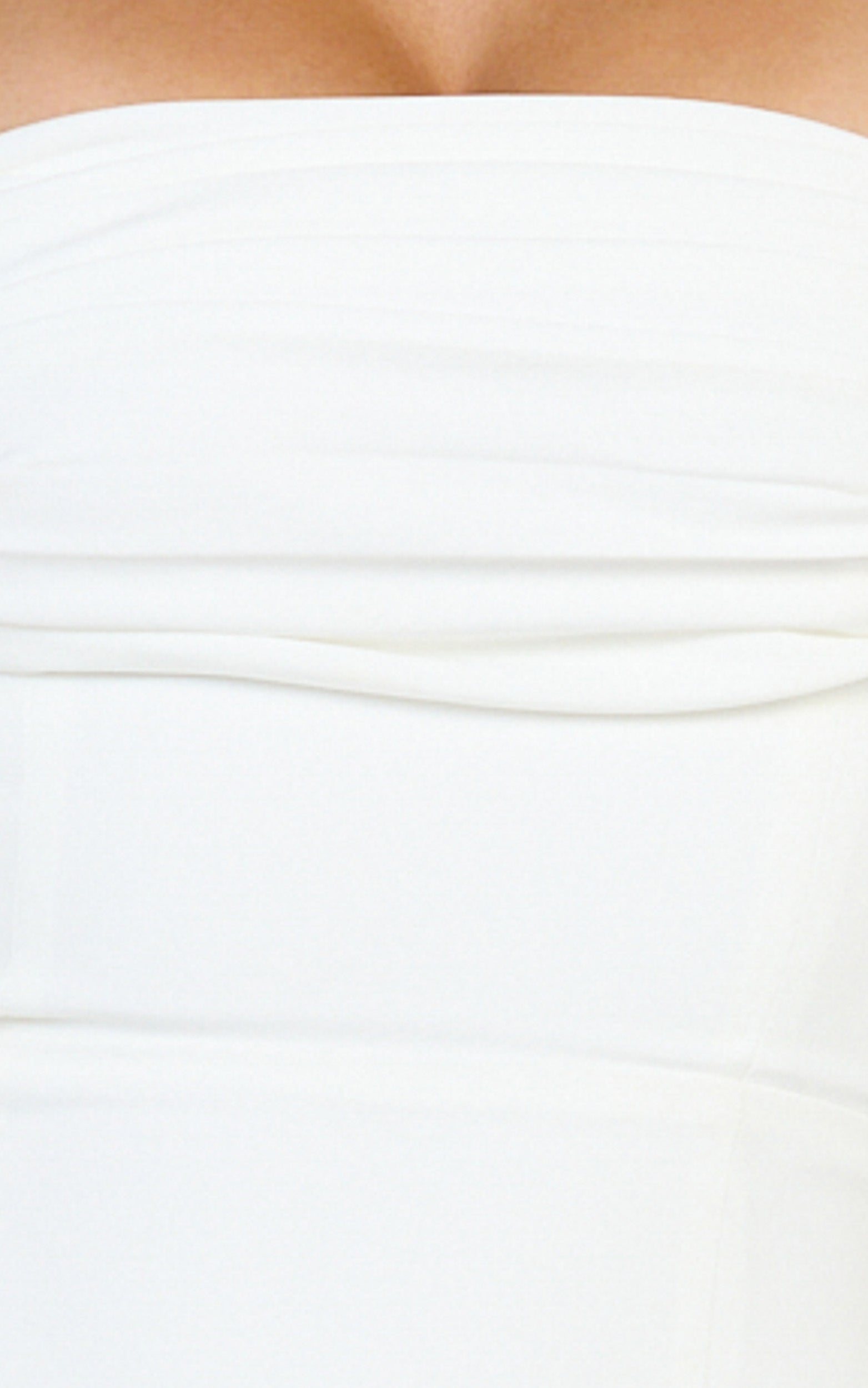 Inez Mini Dress - Gathered Bust A Line Shoulder Tie Dress in White
