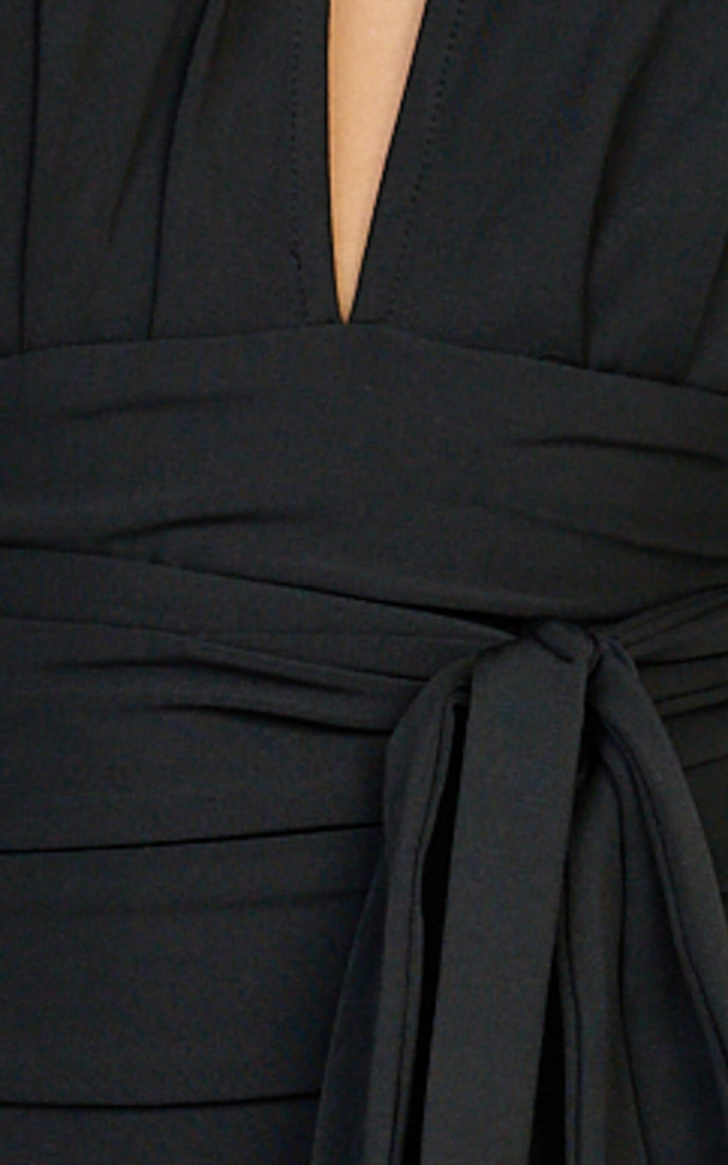 Liana Maxi Dress - Wide Sleeve Tie Waist Maxi Dress in Black