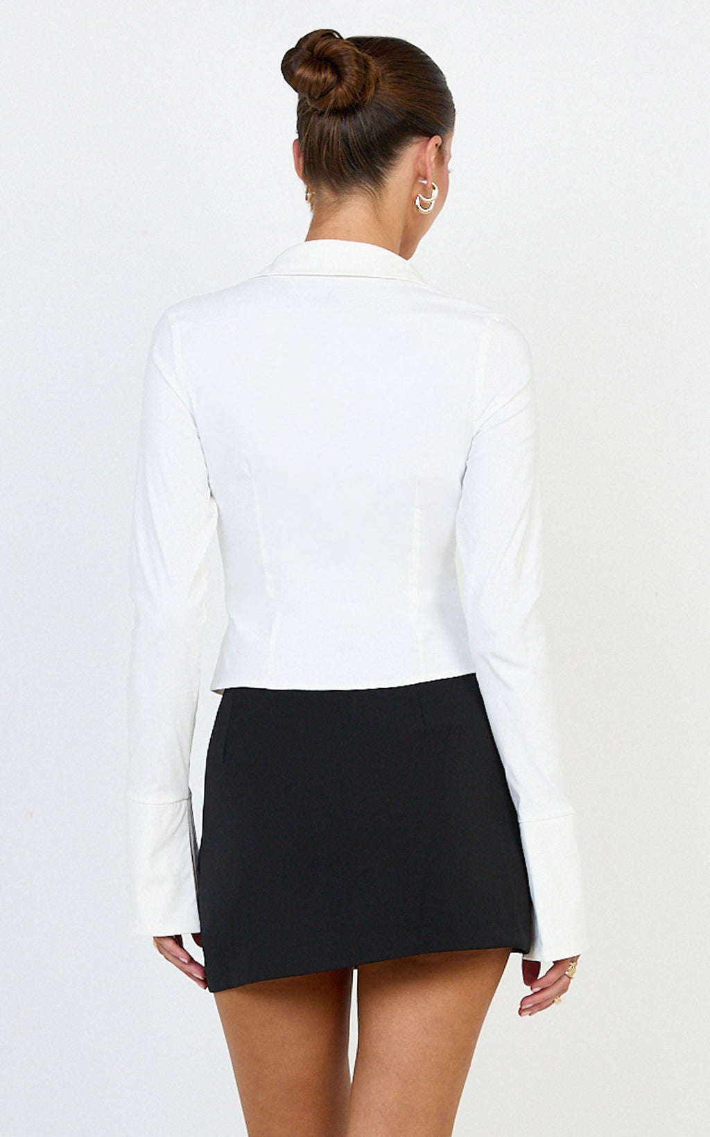 Zareena Top - Button Down Collar Shirt in White