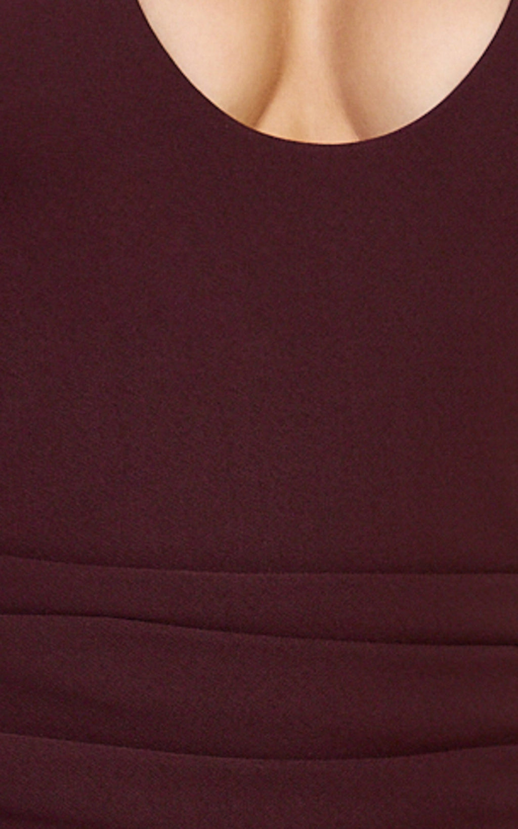 Lani Midi Dress - Scooped Neckline Draped Skirt Halter Dress in Dark Plum