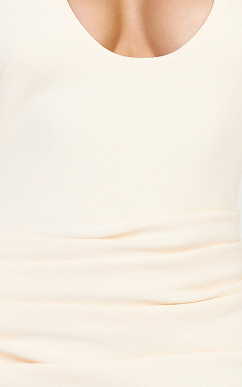 Lani Midi Dress - Scooped Neckline Draped Skirt Halter Dress in Cream