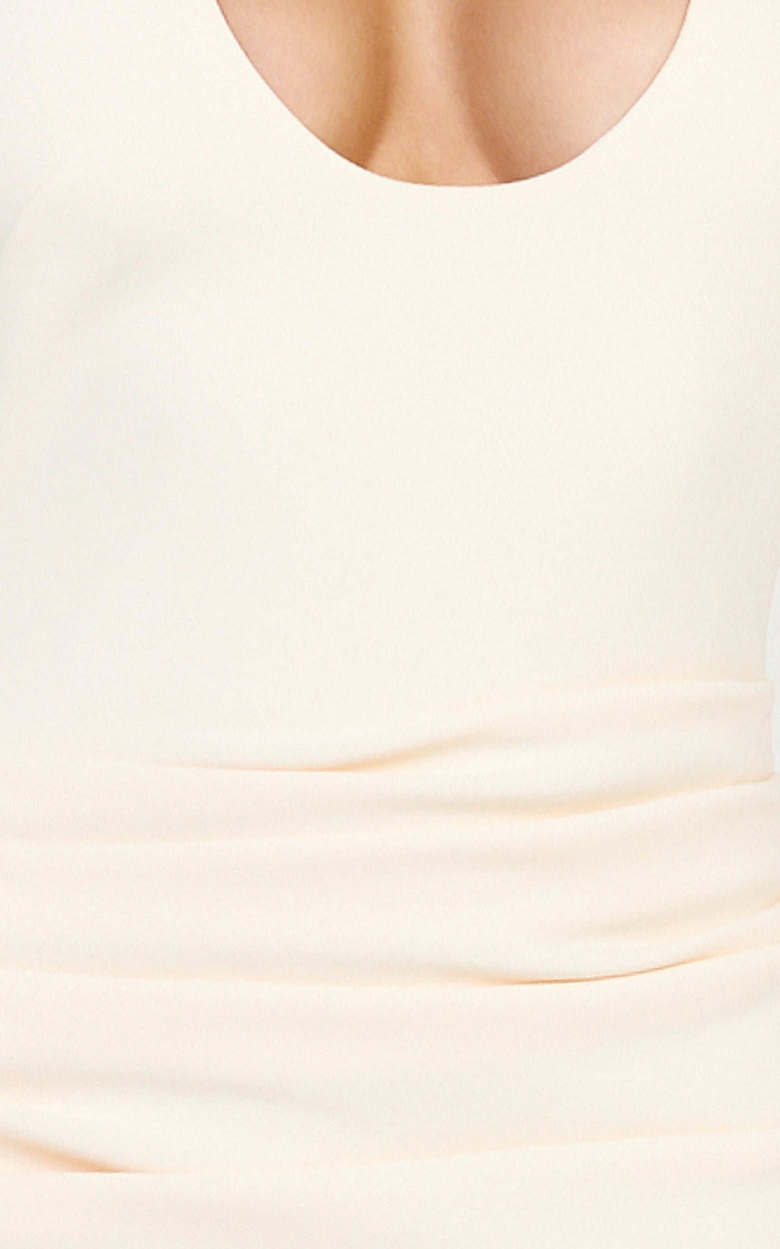 Lani Midi Dress - Scooped Neckline Draped Skirt Halter Dress in Cream