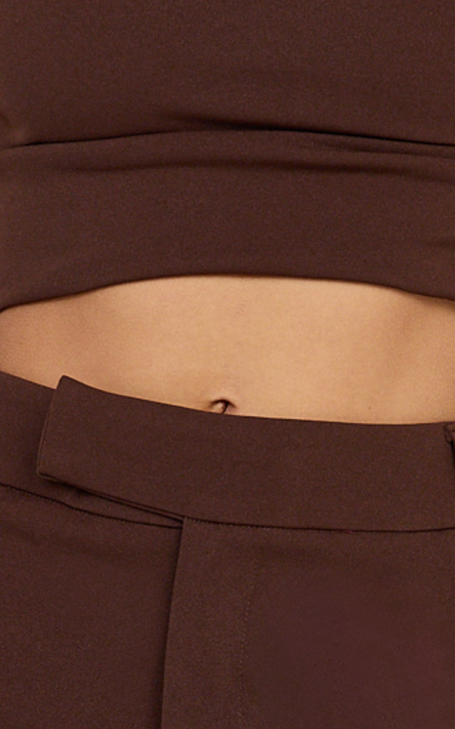 Helen Two Piece Set - Crepe Twisted Top And Wide Leg Pants in Chocolate