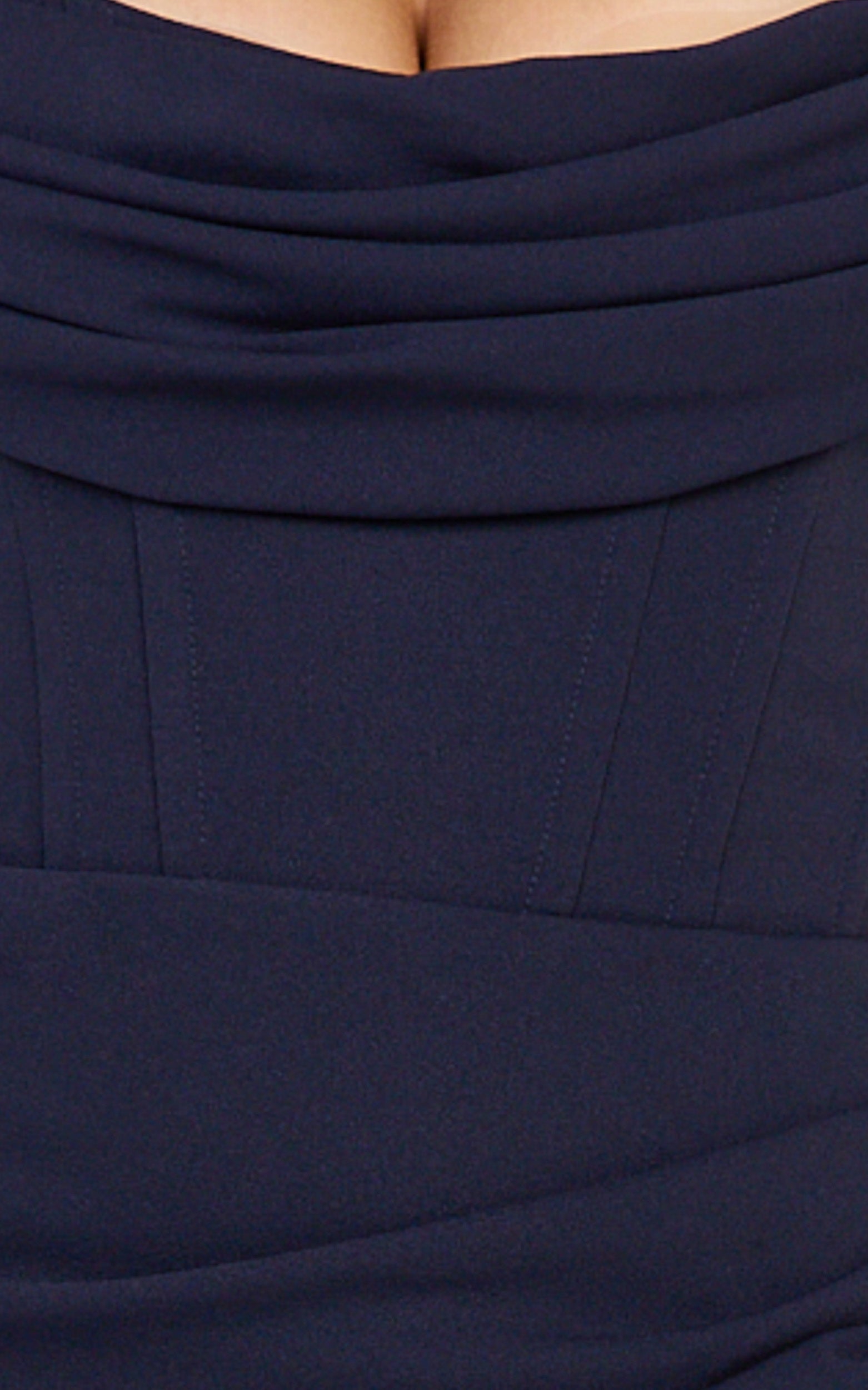 Marcel Maxi Dress - Off Shoulder Corset High Split Dress in Navy