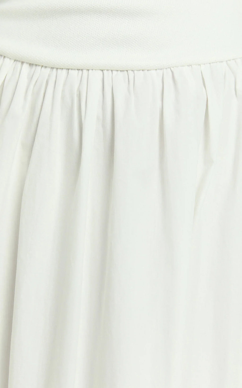 Murphy Midi Dress - Scoop Neck Straight Drop Waist Gathered Skirt Knit And Poplin Dress in White