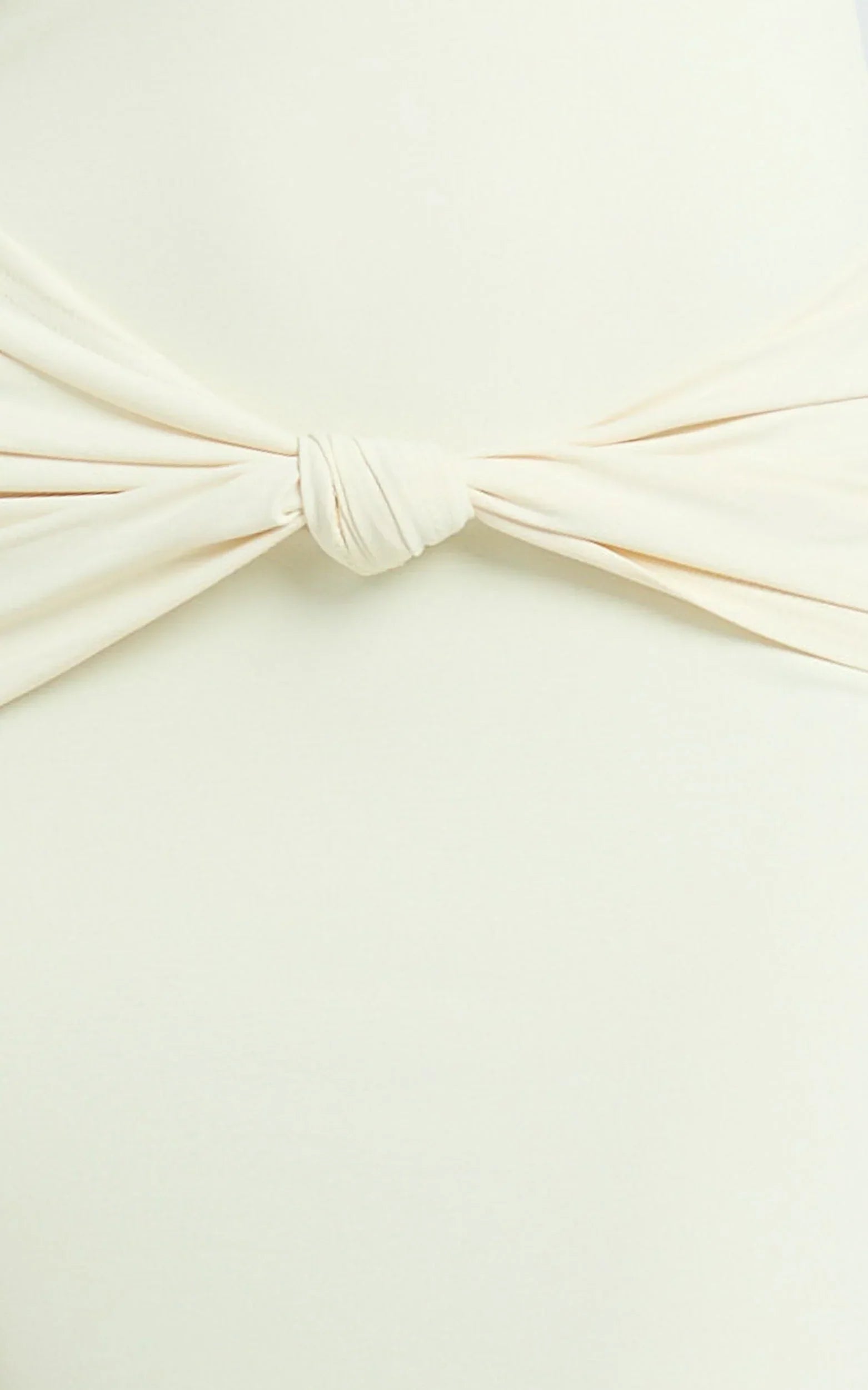 Amelita Midi Dress - Long Sleeve Knot Detail Dress in Cream