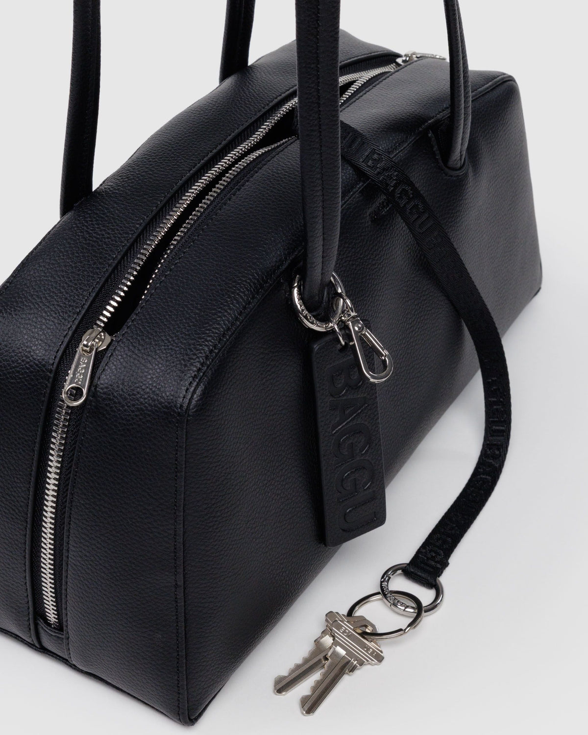Recycled Leather Bowler Bag - Black - image 5