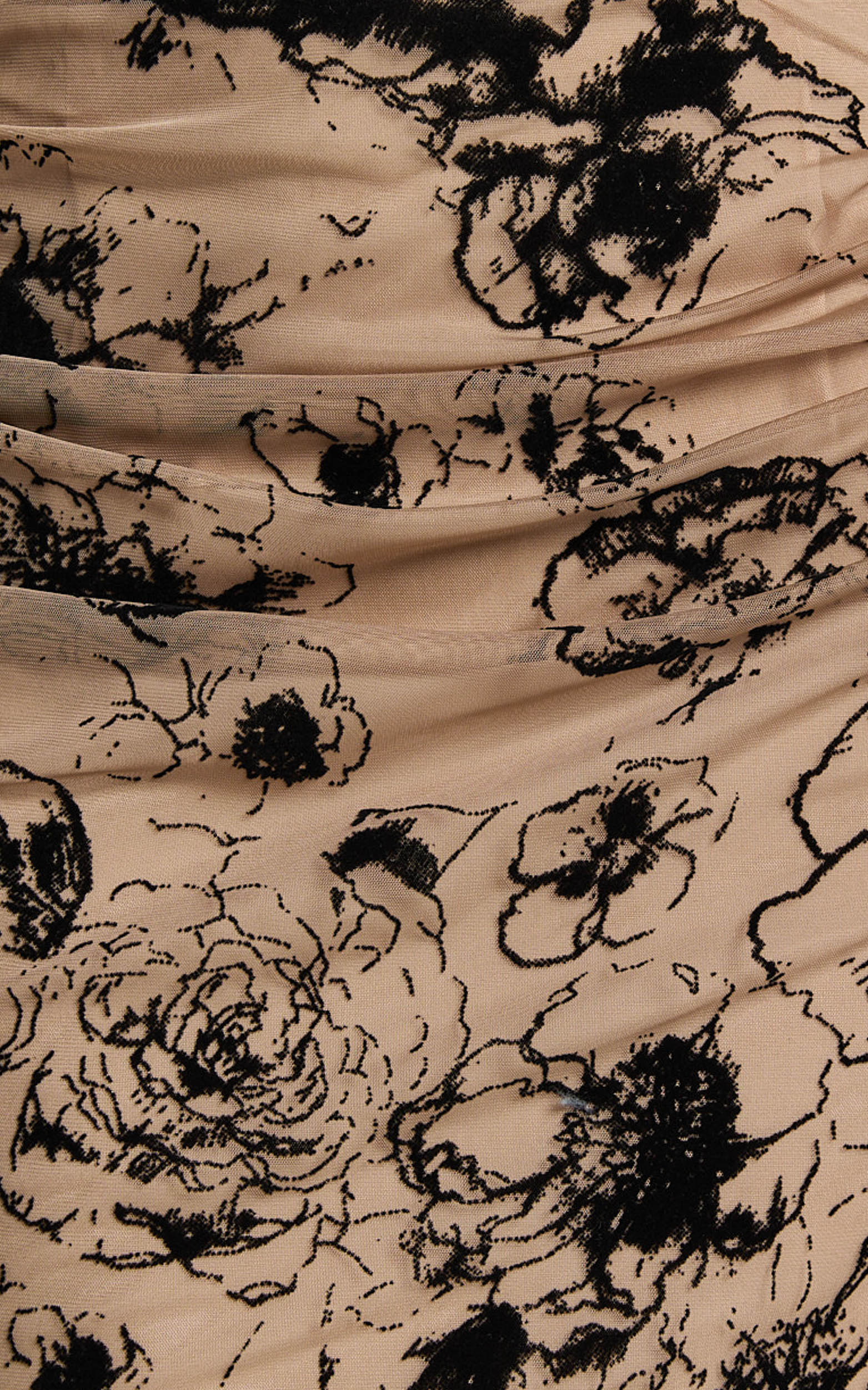 Athena Midi Skirt - Floral Mesh High Waist Skirt in Brown and Black Burnout