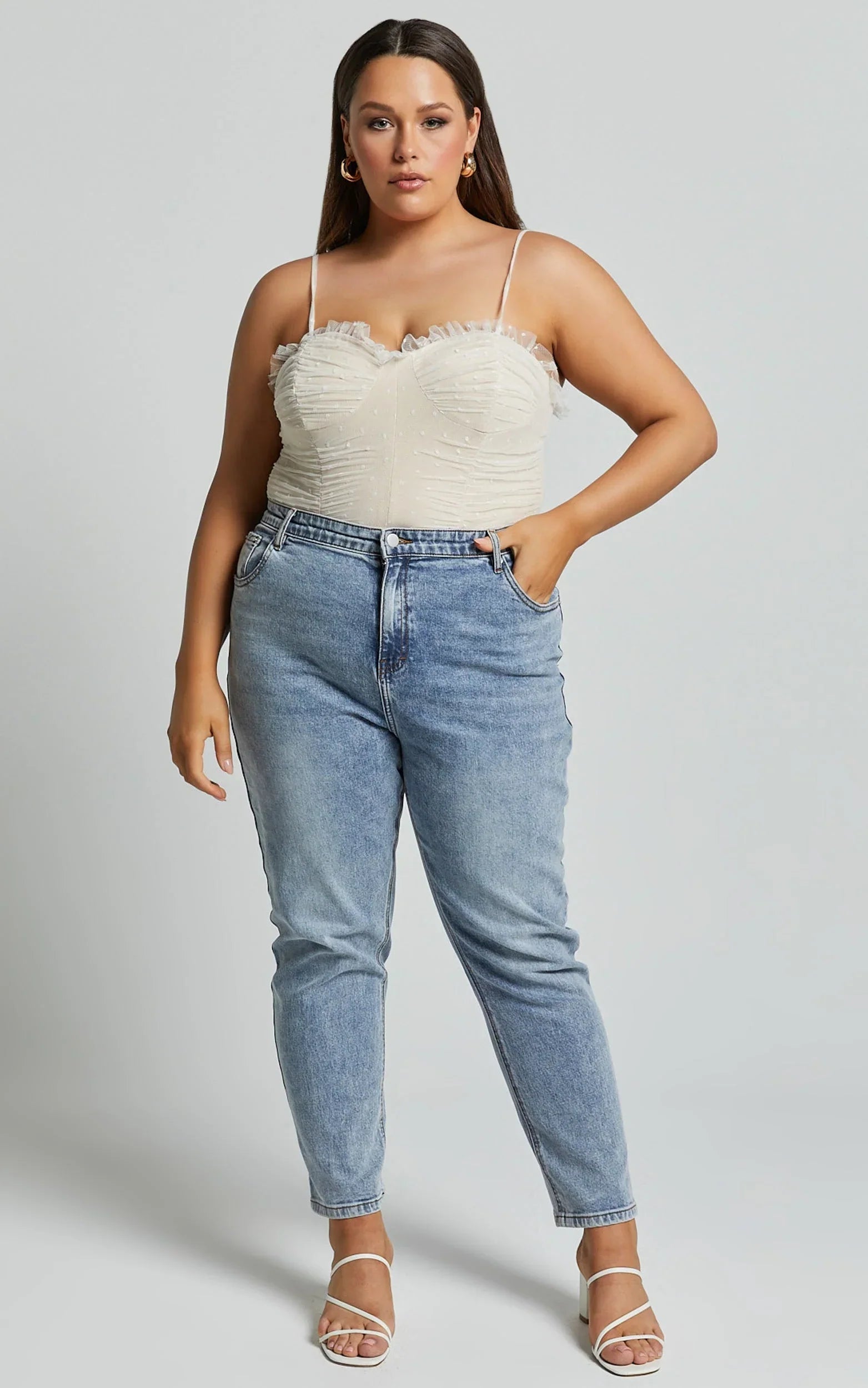 Out Of Patience Bodysuit - Mesh Spot Bodysuit in White