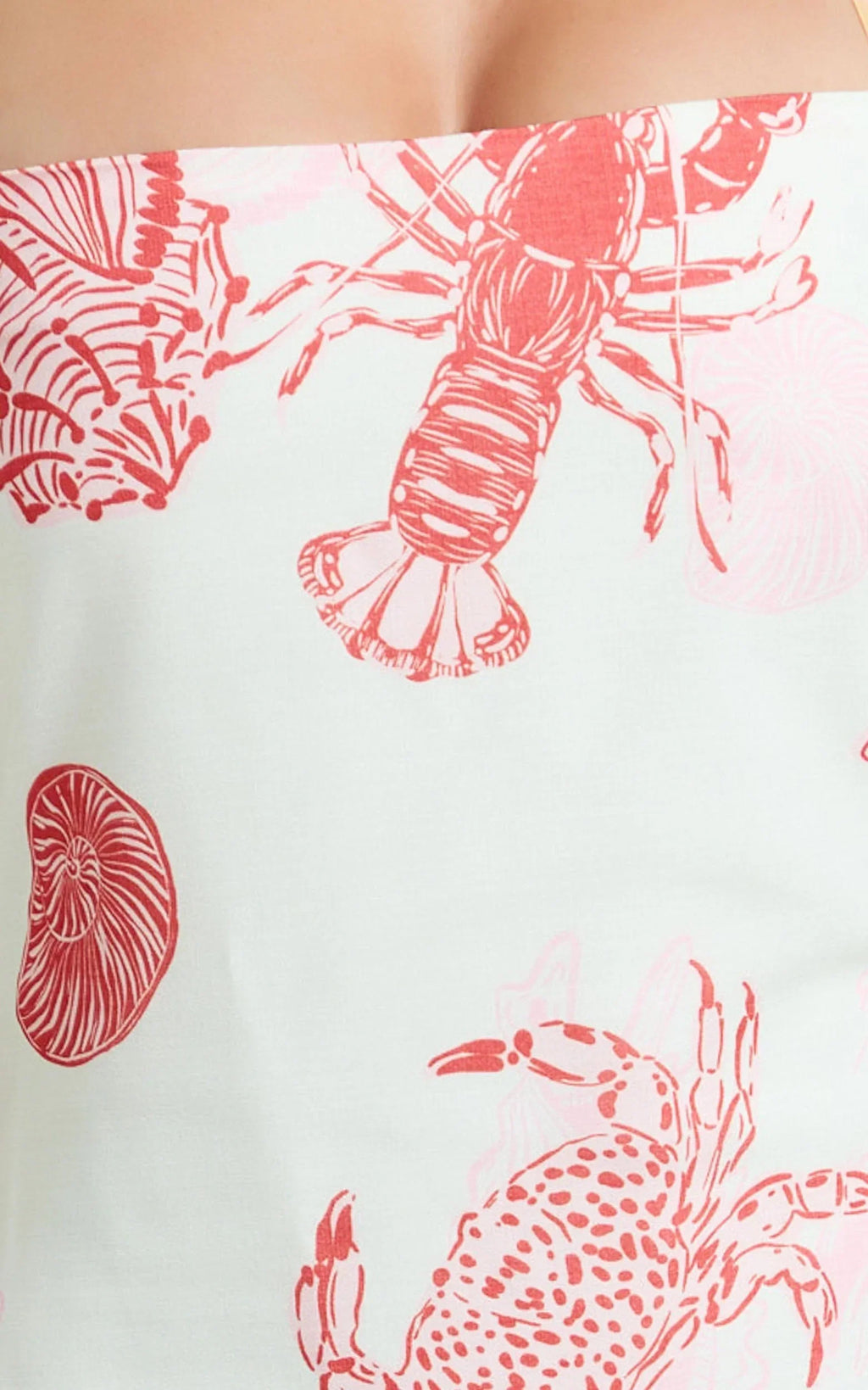 Gillian Mini Dress - Halter Pencil Skirt Dress in Lobster Print