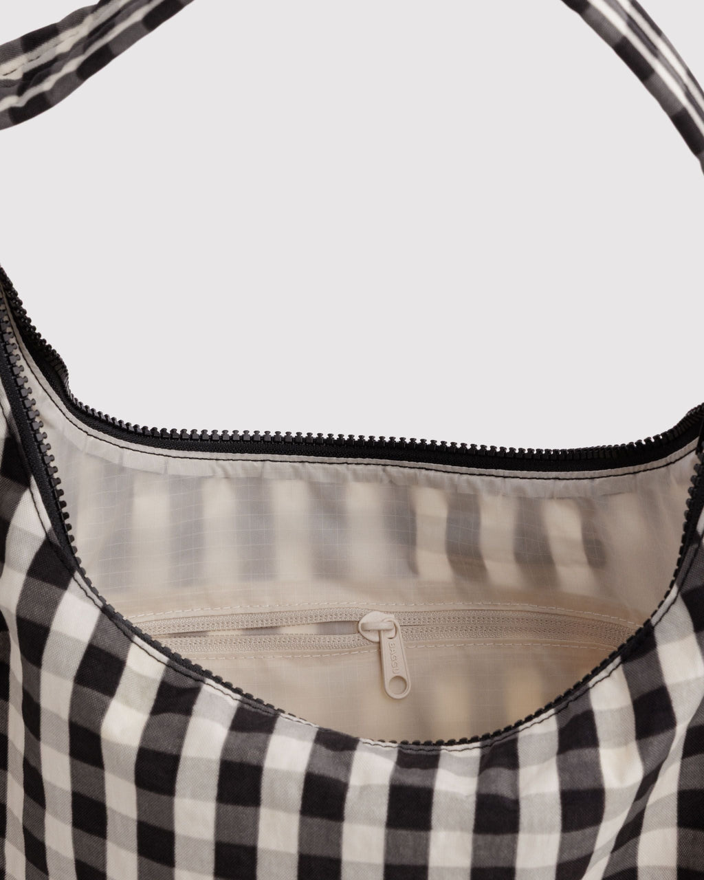 Nylon Shoulder Bag - Black and Cream Gingham - image 4