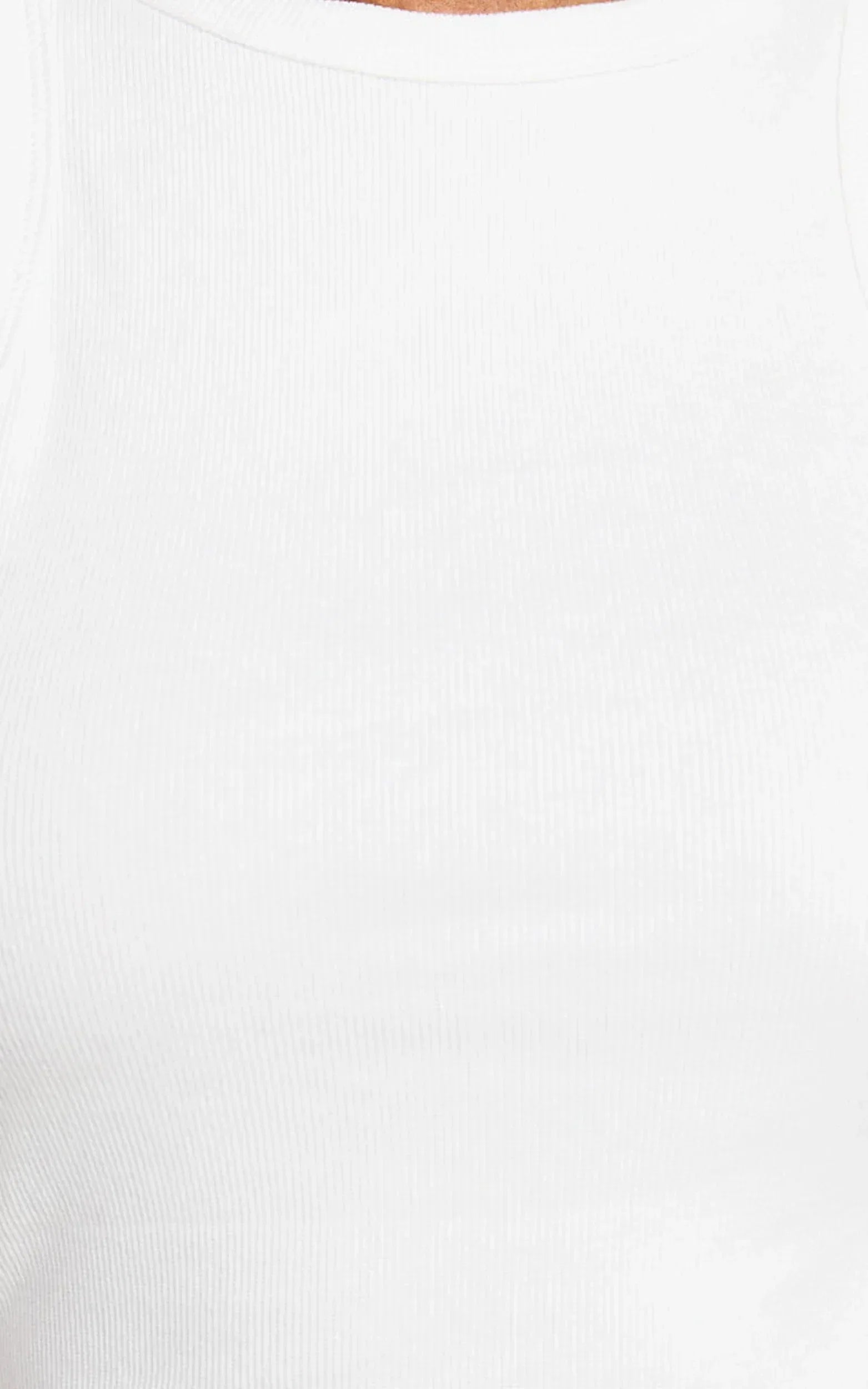 Candyce Mini Dress - Ribbed Sleeveless Bodycon Dress in White