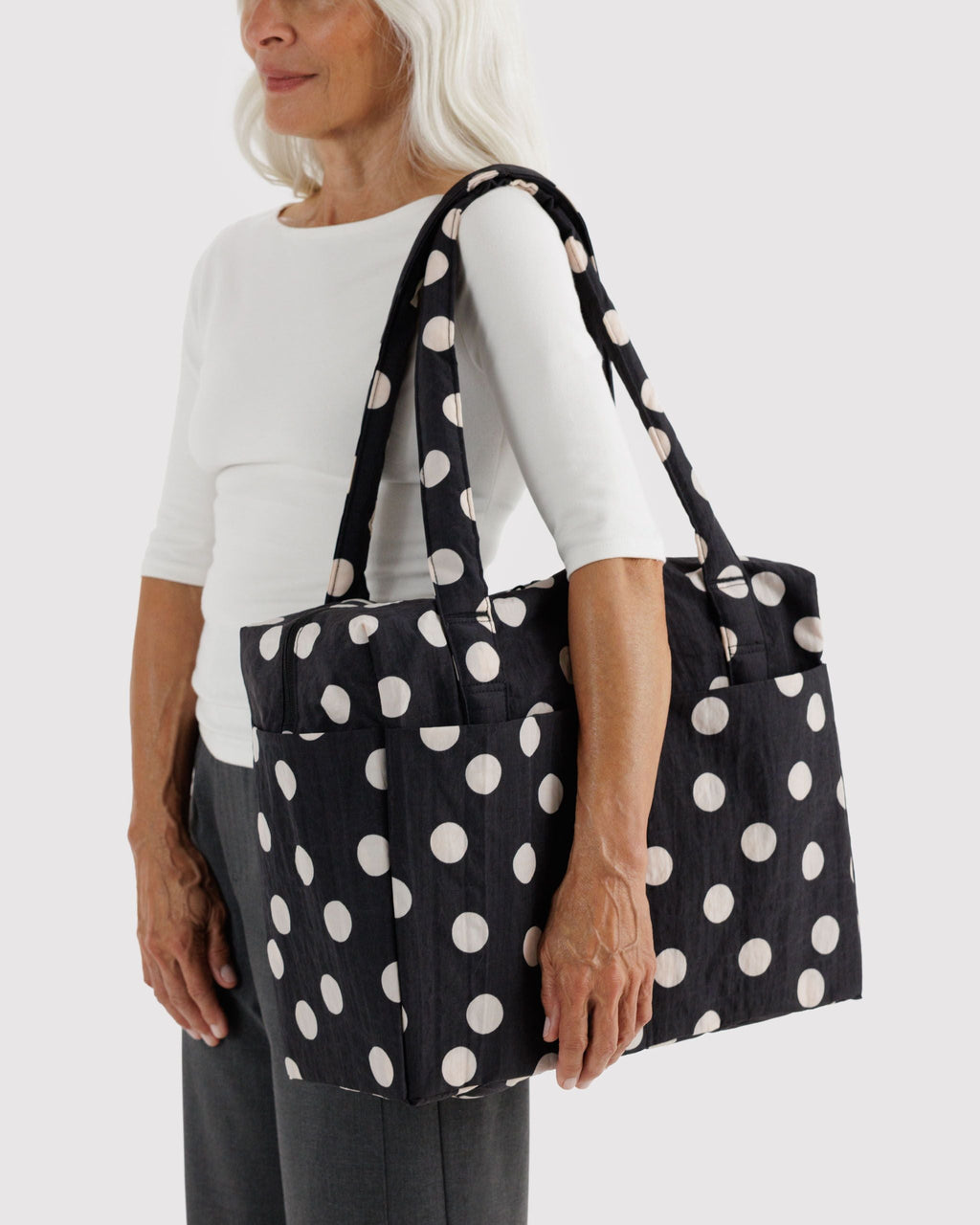 Small Cloud Carry-On - Black and Cream Polka Dot - image 3