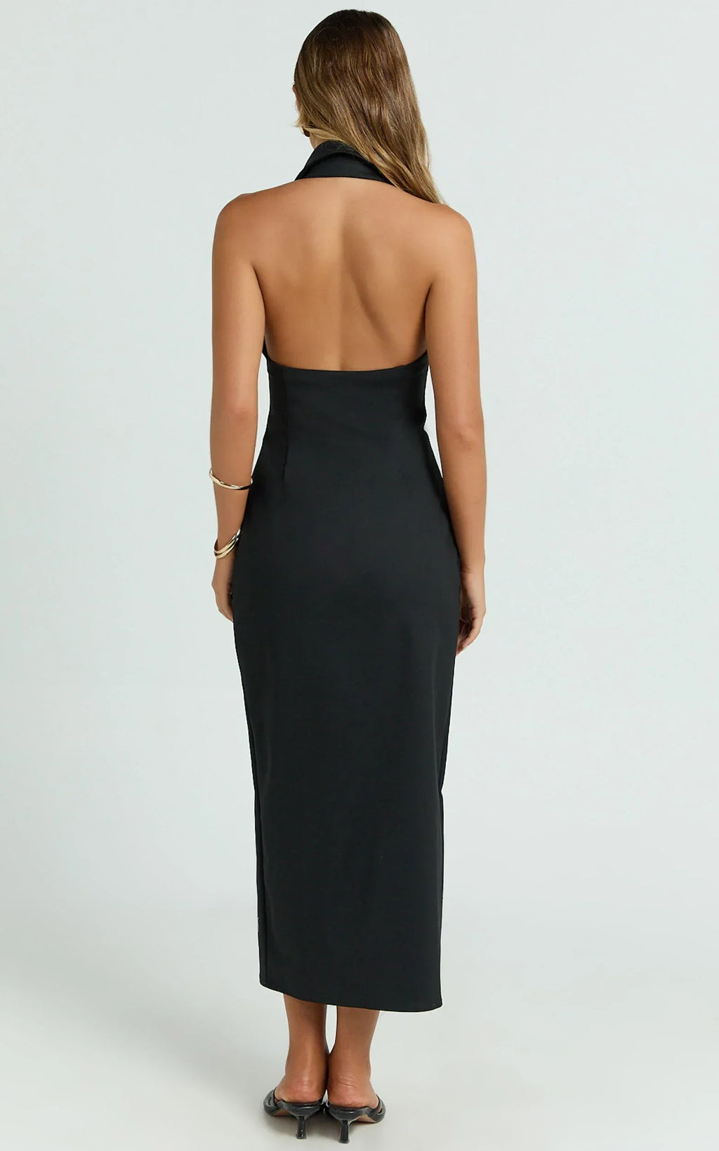 Lillibelle Midi Dress - Collared Button Down Bodycon Dress in Black