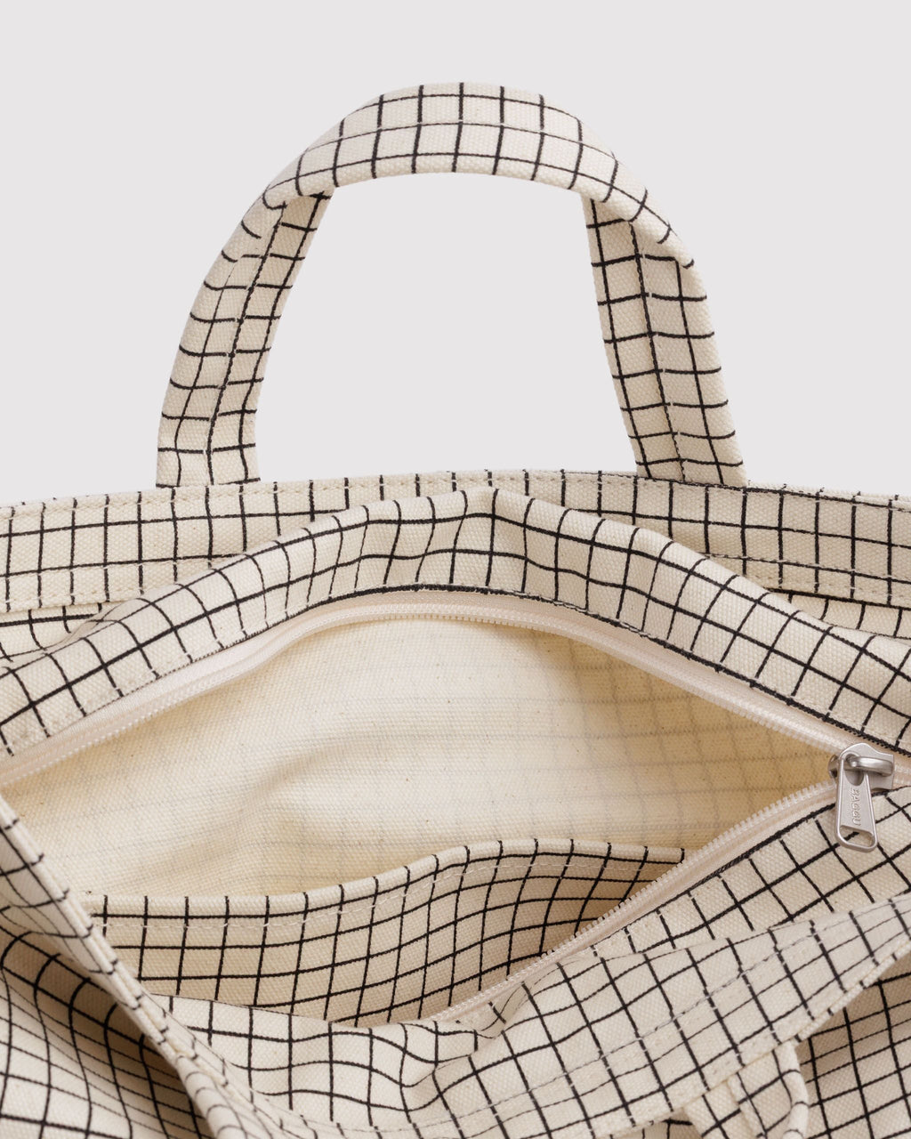 Horizontal Zip Duck Bag - Natural Grid - image 3