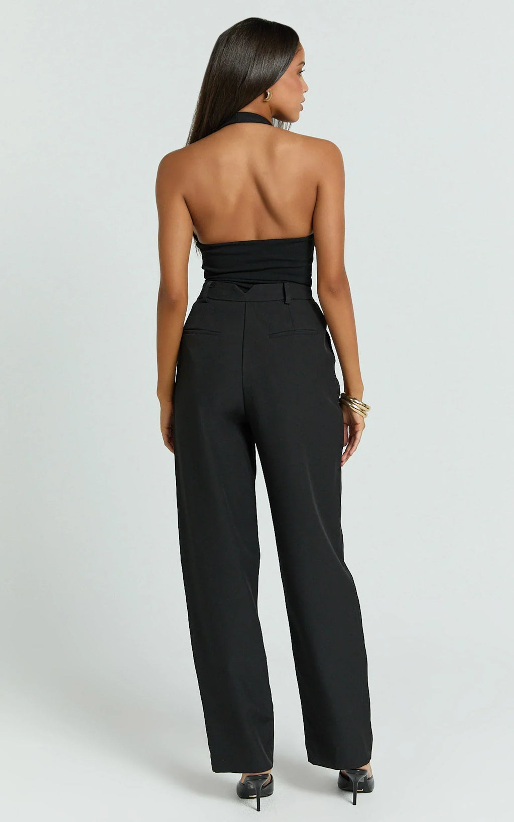Ebby Pants - Barrel Leg High Waisted Pants in Black