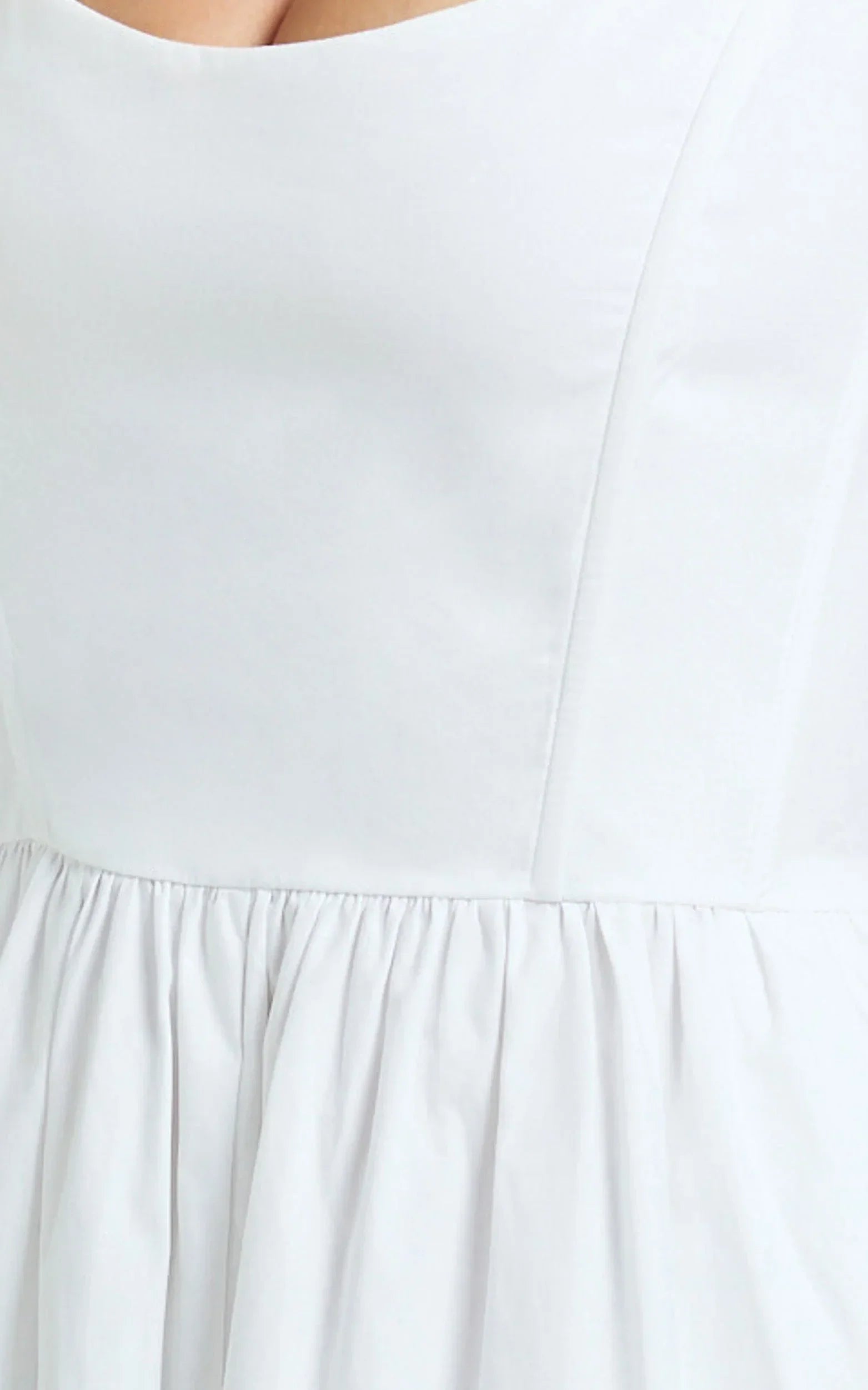 Braelyn Midi Dress - Scoop Neck Flare Dress in White