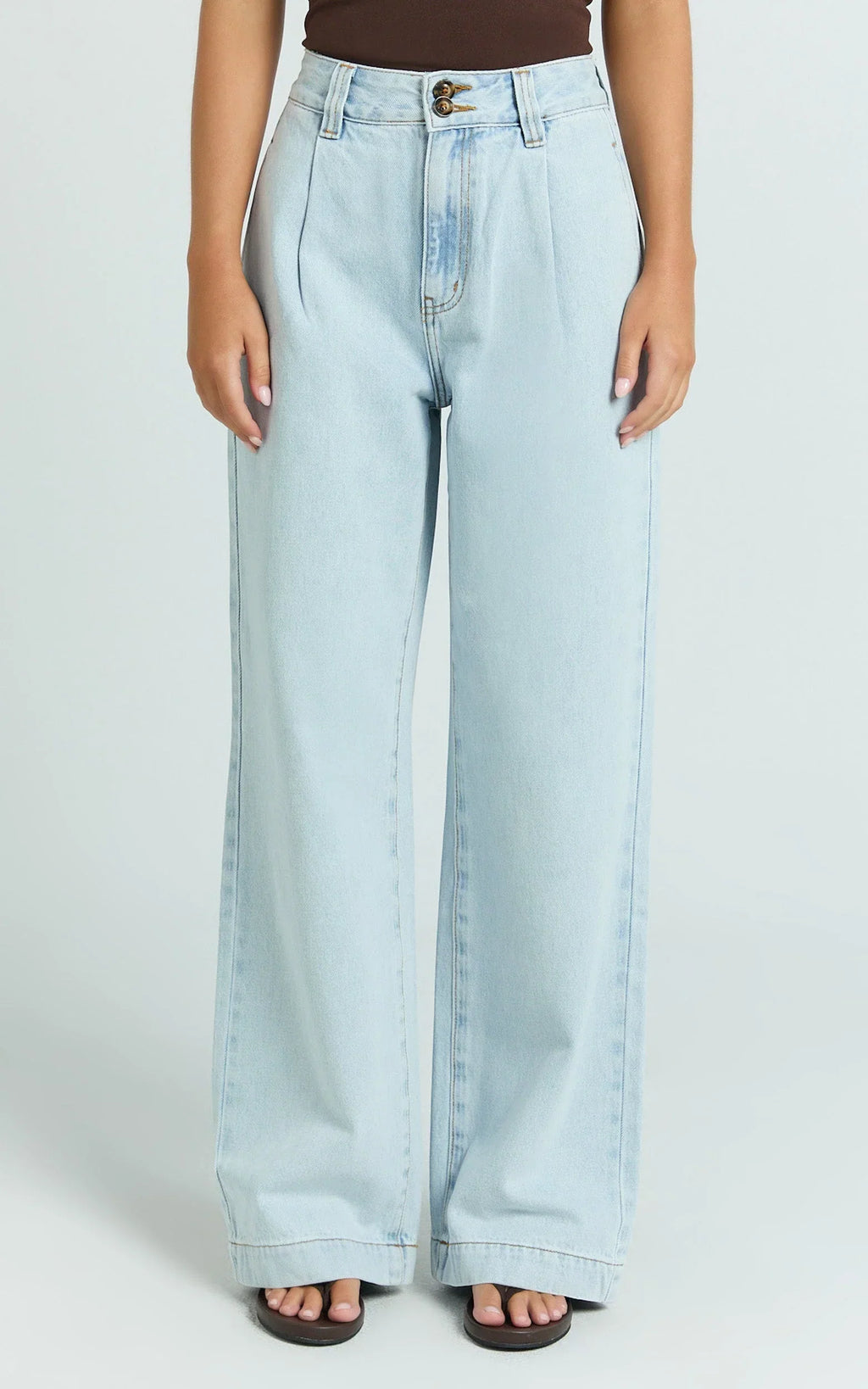 Fergie Jeans - Denim High Waisted Straight Leg Denim Jeans in Light Blue