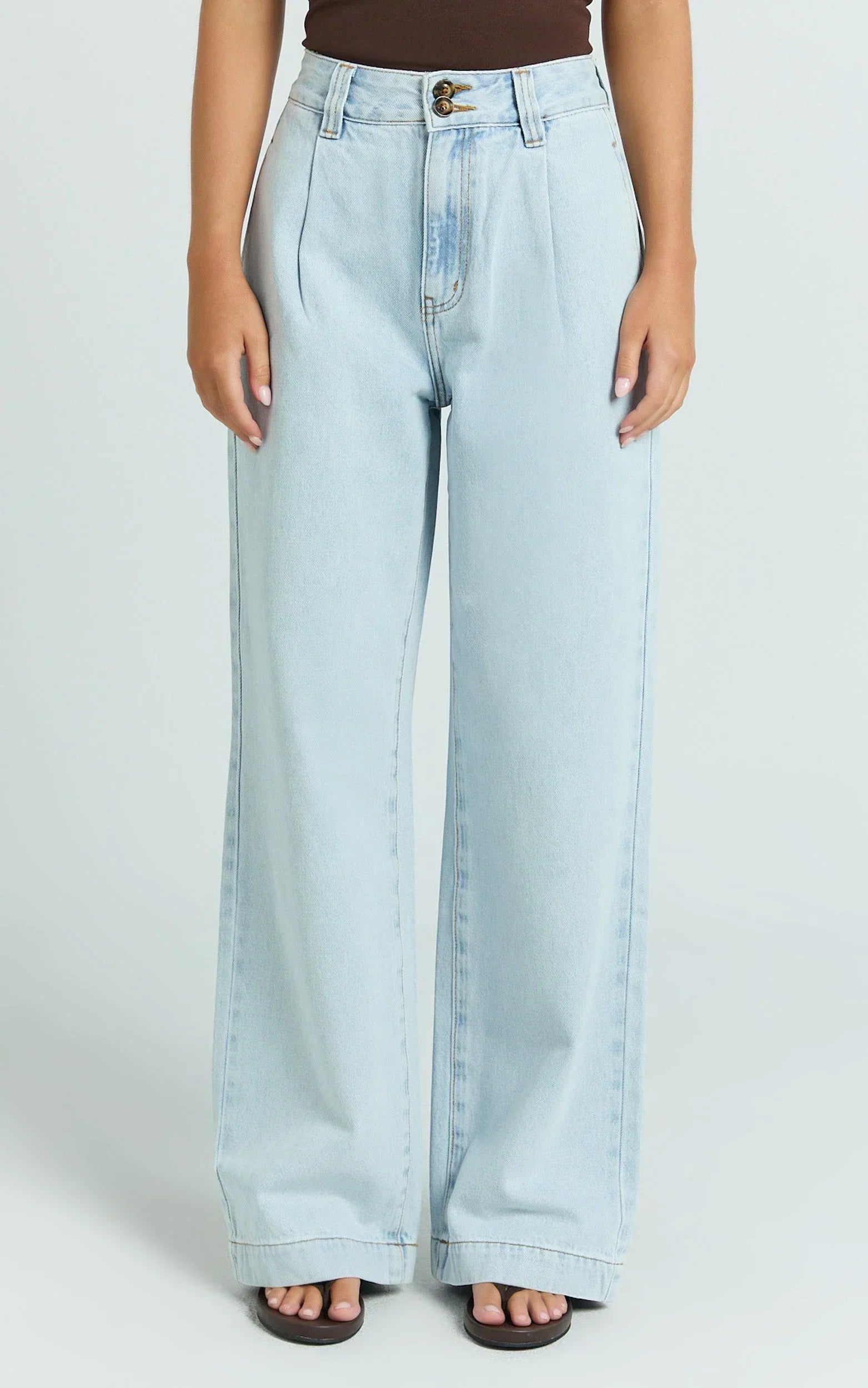 Fergie Jeans - Denim High Waisted Straight Leg Denim Jeans in Light Blue