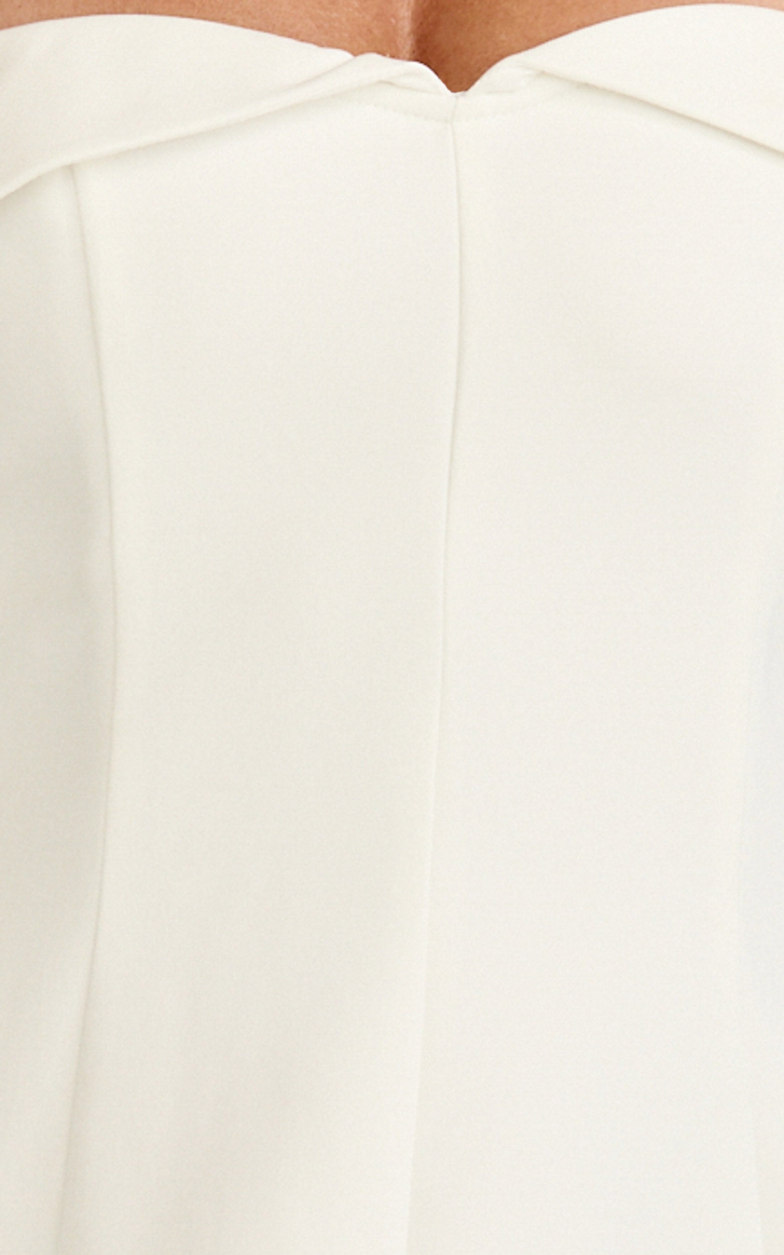 Collette Mini Dress - Off Shoulder Long Sleeve Godet Flare Dress in White
