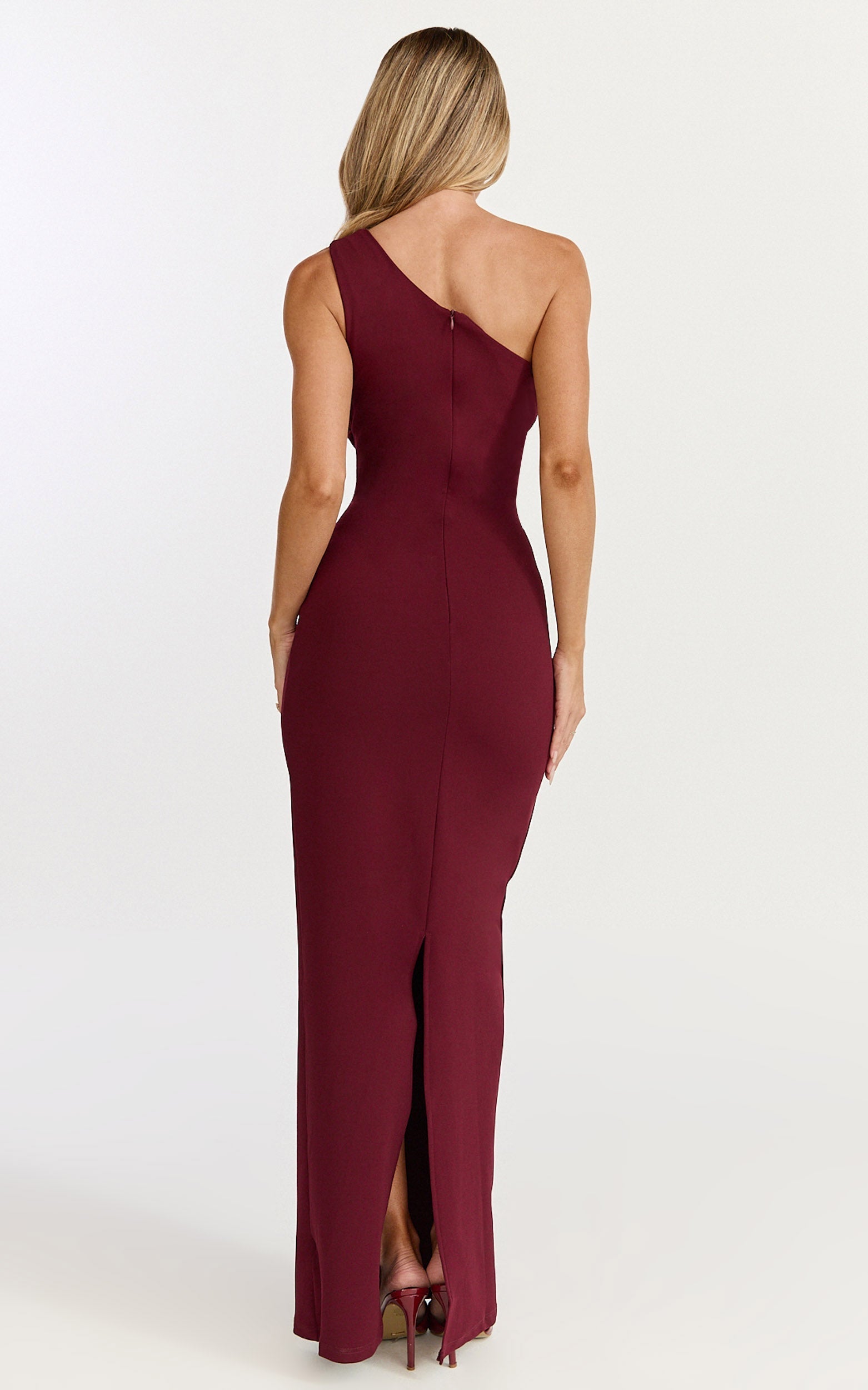 Criselda Maxi Dress - One Shoulder Maxi Dress in Wine