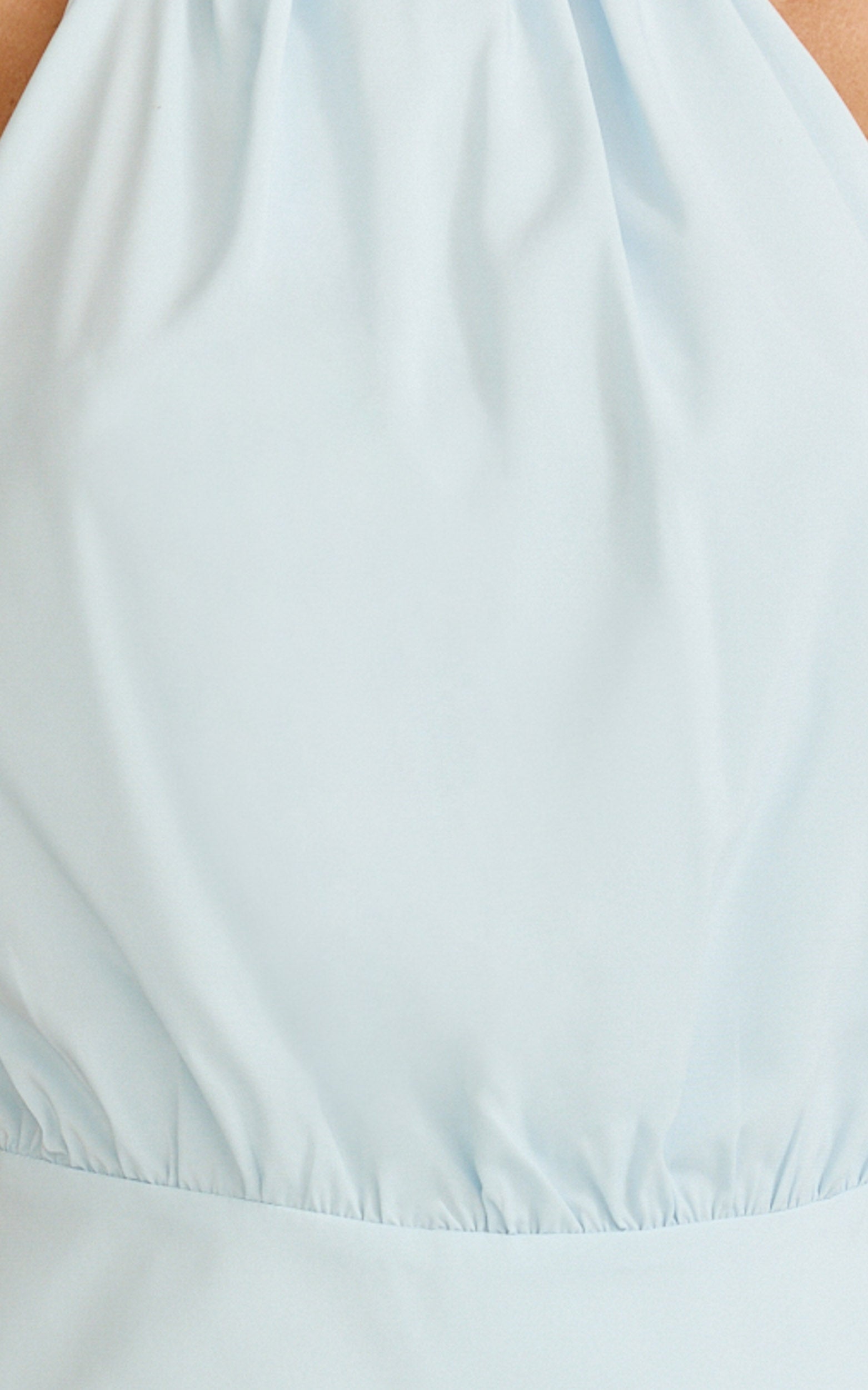 Thea Mini Dress - Backless Halter Dress in Pale Blue