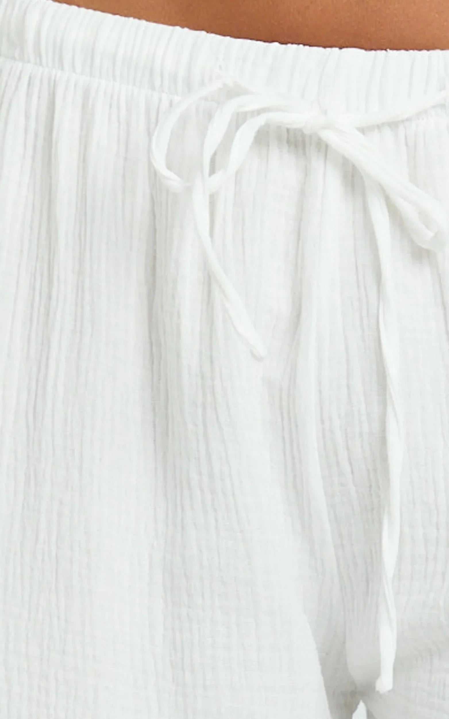 Leonie Pants - Mid Waisted Cheesecloth Relaxed Pants in White